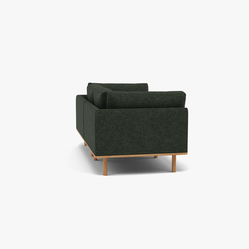 Anika Modular Sofa 2-Seater Olive Green Fabric Solid American Oak