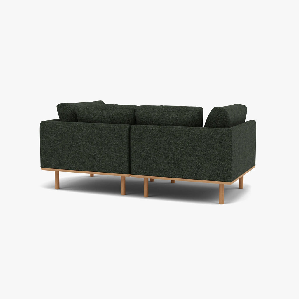 Anika Modular Sofa 2-Seater Olive Green Fabric Solid American Oak