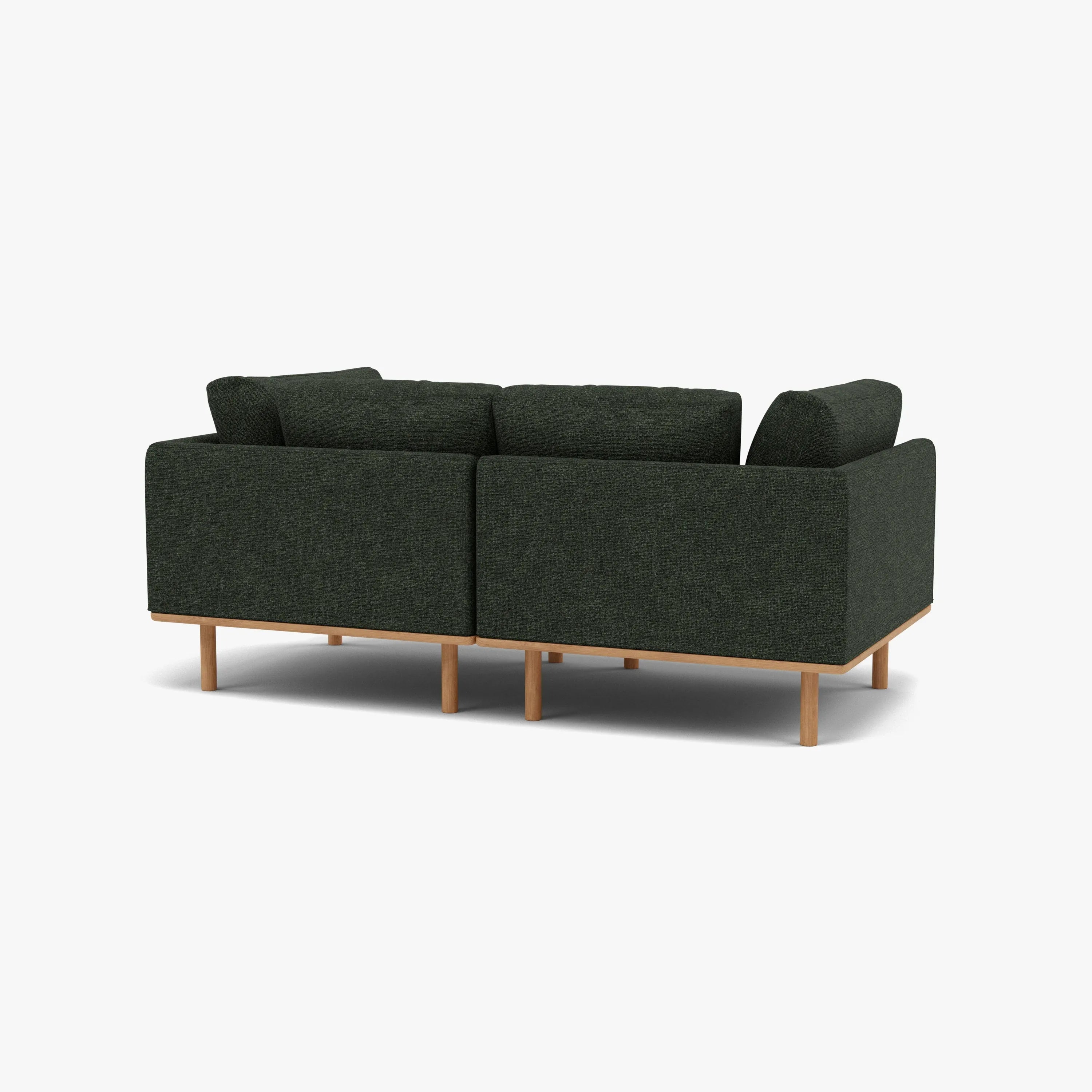 Anika Modular Sofa 2-Seater Olive Green Fabric Solid American Oak