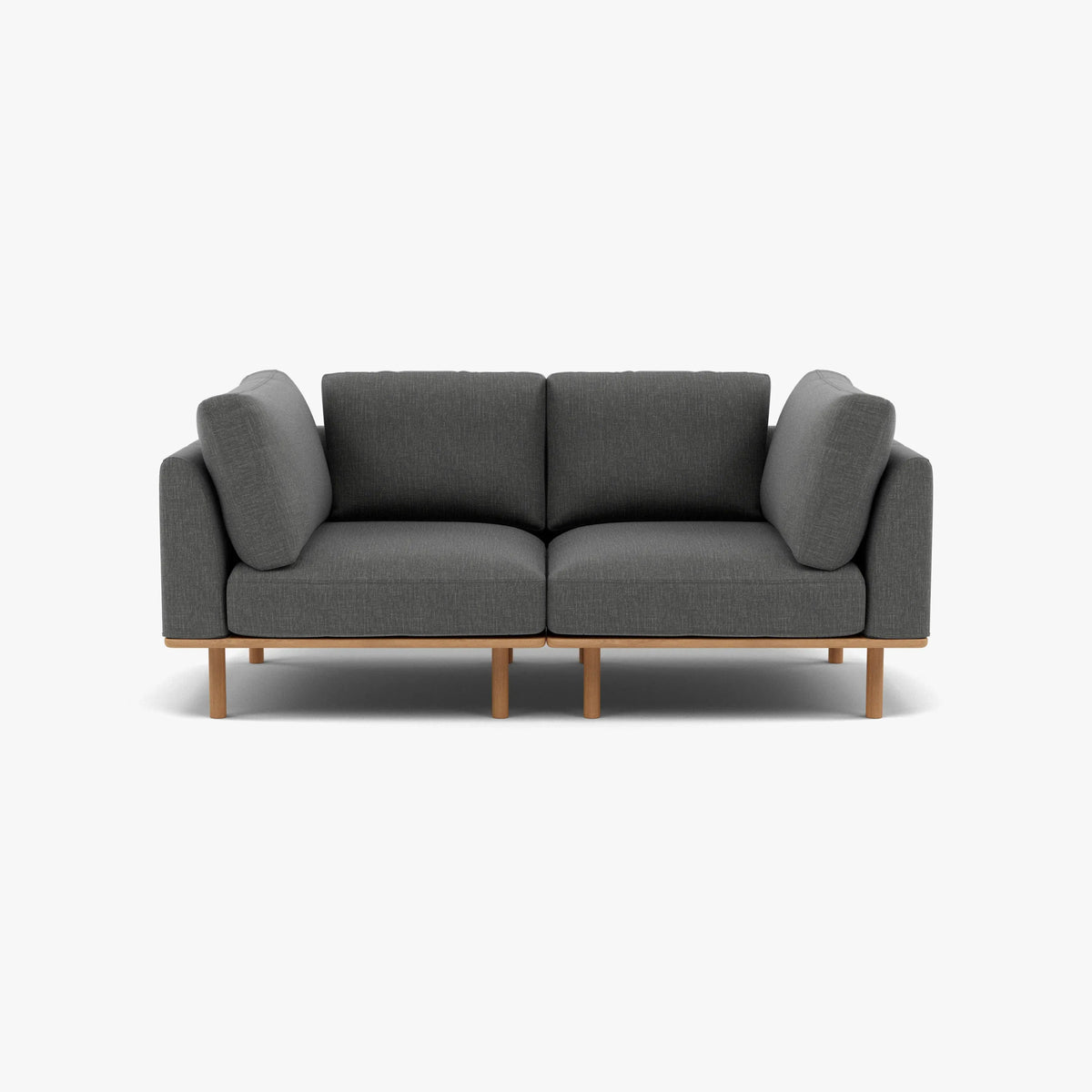Anika Modular Sofa 2-Seater Steel Grey Fabric Solid American Oak