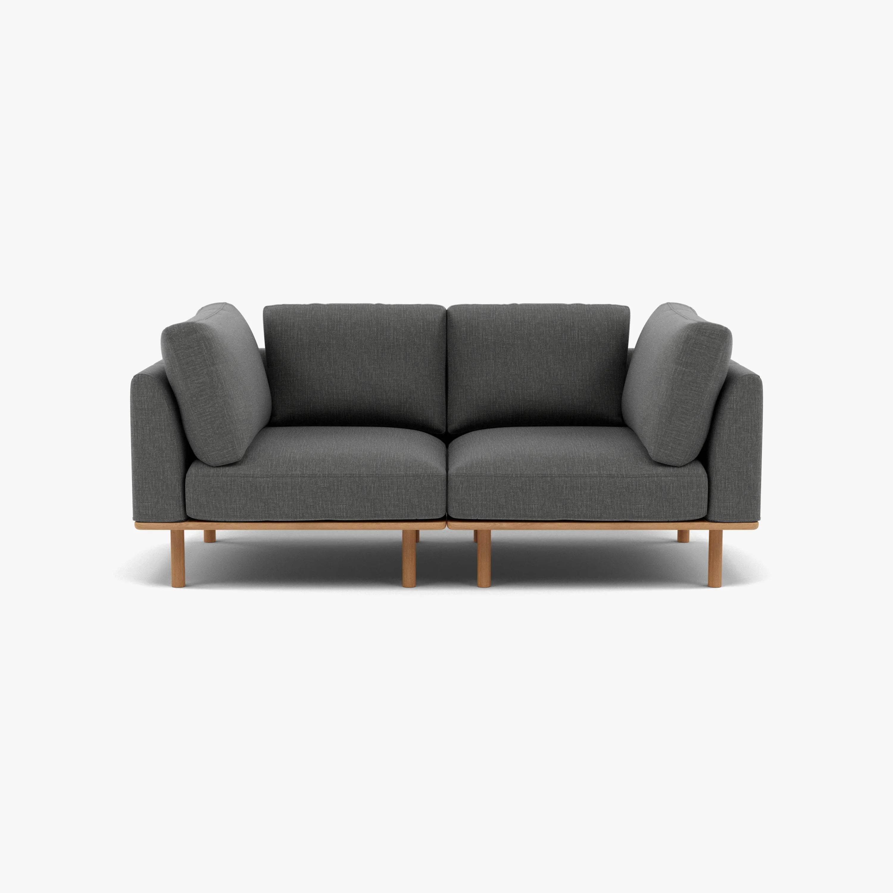 Anika Modular Sofa 2-Seater Steel Grey Fabric Solid American Oak