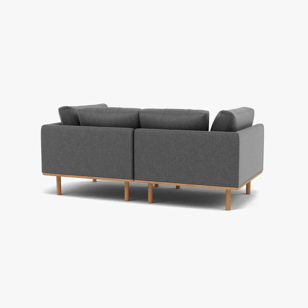 Anika Modular Sofa 2-Seater Steel Grey Fabric Solid American Oak