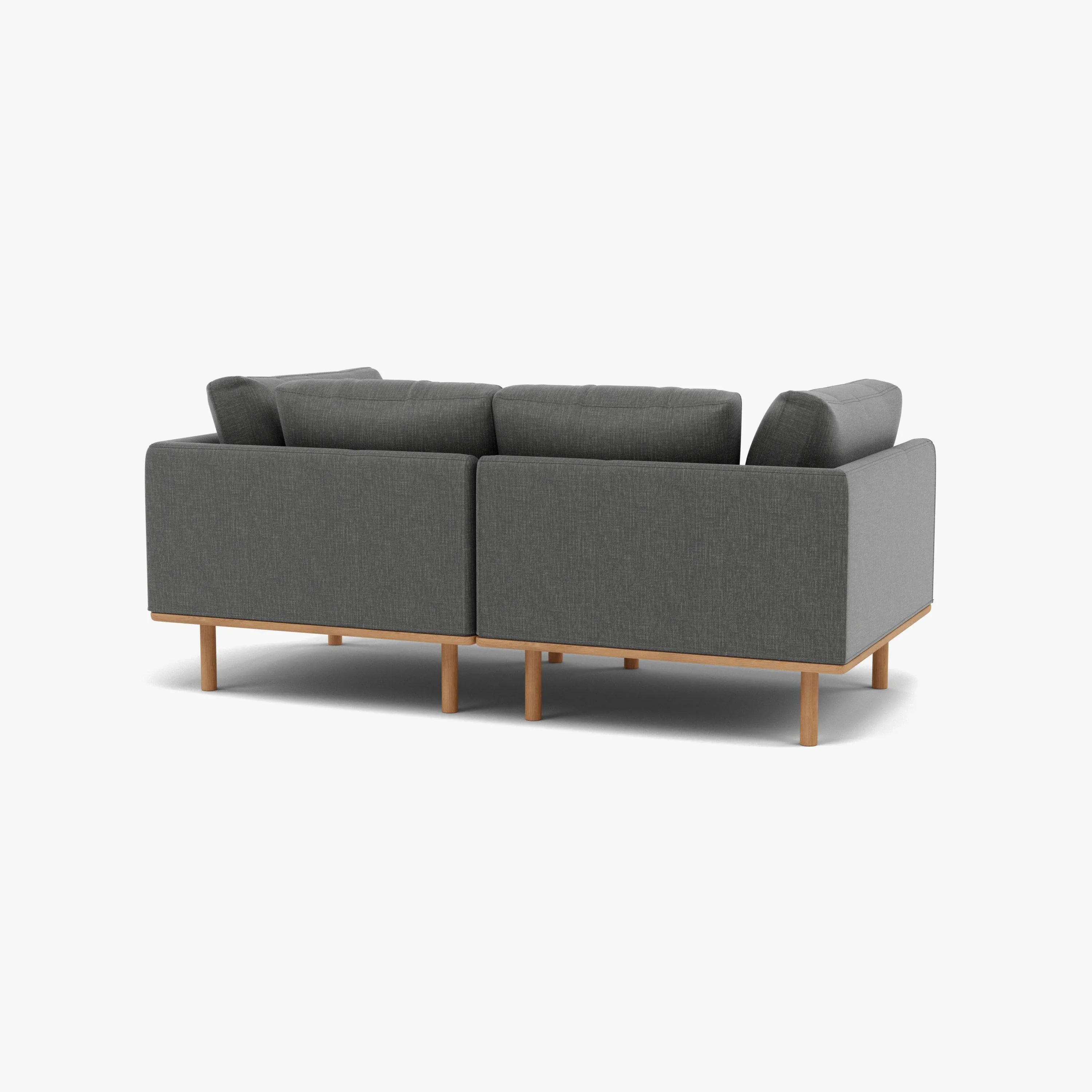 Anika Modular Sofa 2-Seater Steel Grey Fabric Solid American Oak