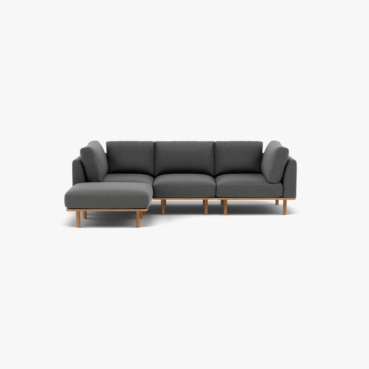 Anika Modular Sofa 3-Seater Chaise Steel Grey Fabric Solid American Oak