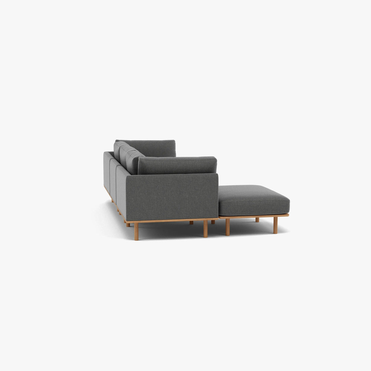 Anika Modular Sofa 3-Seater Chaise Steel Grey Fabric Solid American Oak