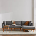 Anika Modular Sofa 3-Seater Chaise Steel Grey Fabric Solid American Oak