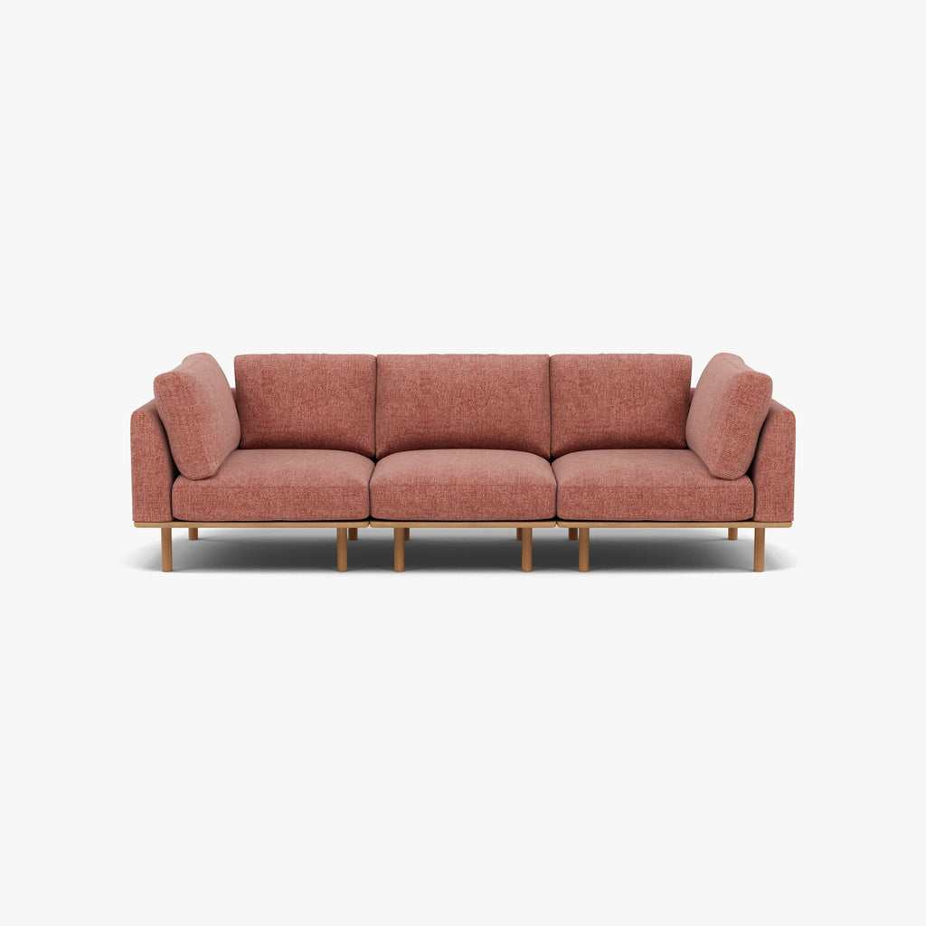 Anika Modular Sofa 3-Seater Clay Pink Fabric Solid American Oak