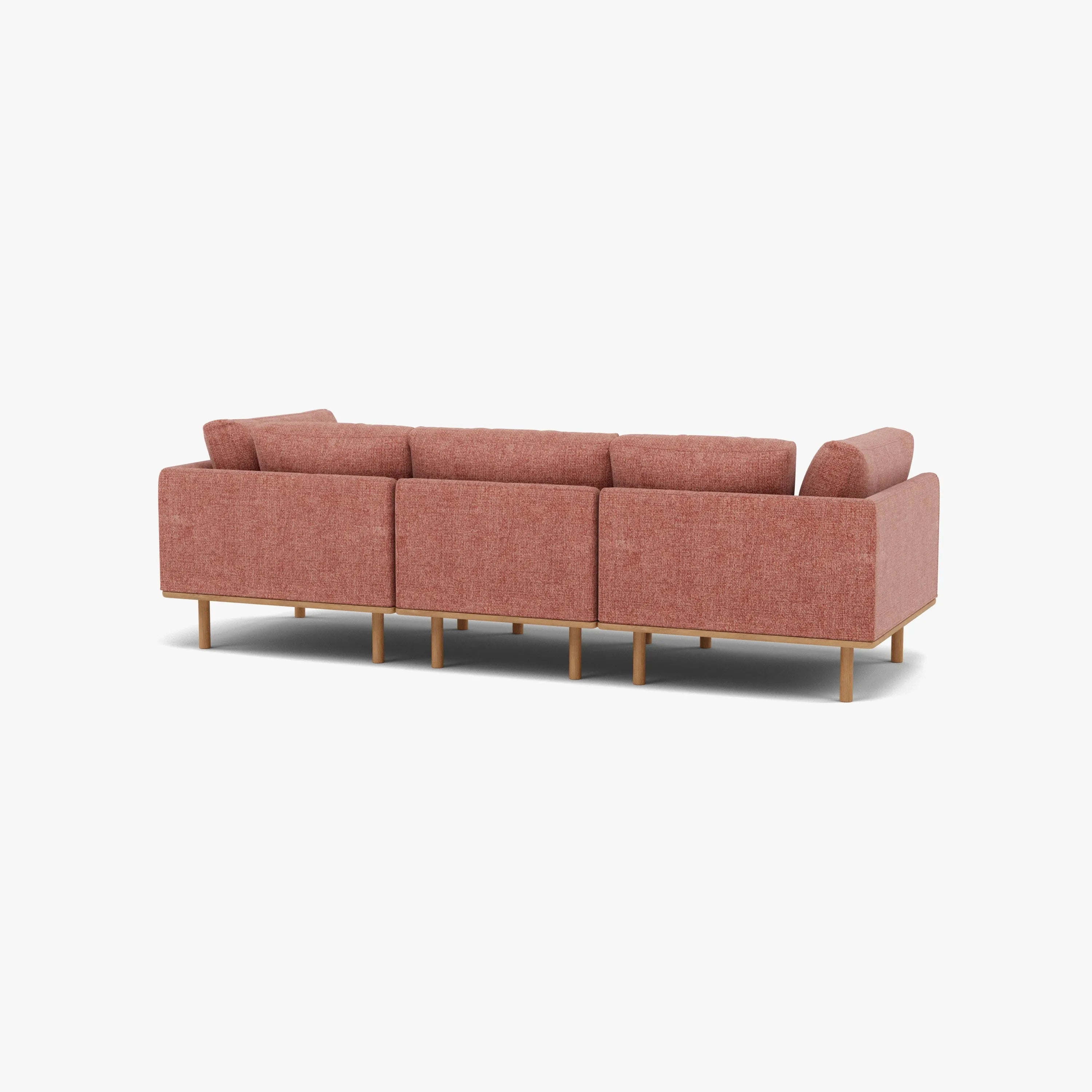 Anika Modular Sofa 3-Seater Clay Pink Fabric Solid American Oak