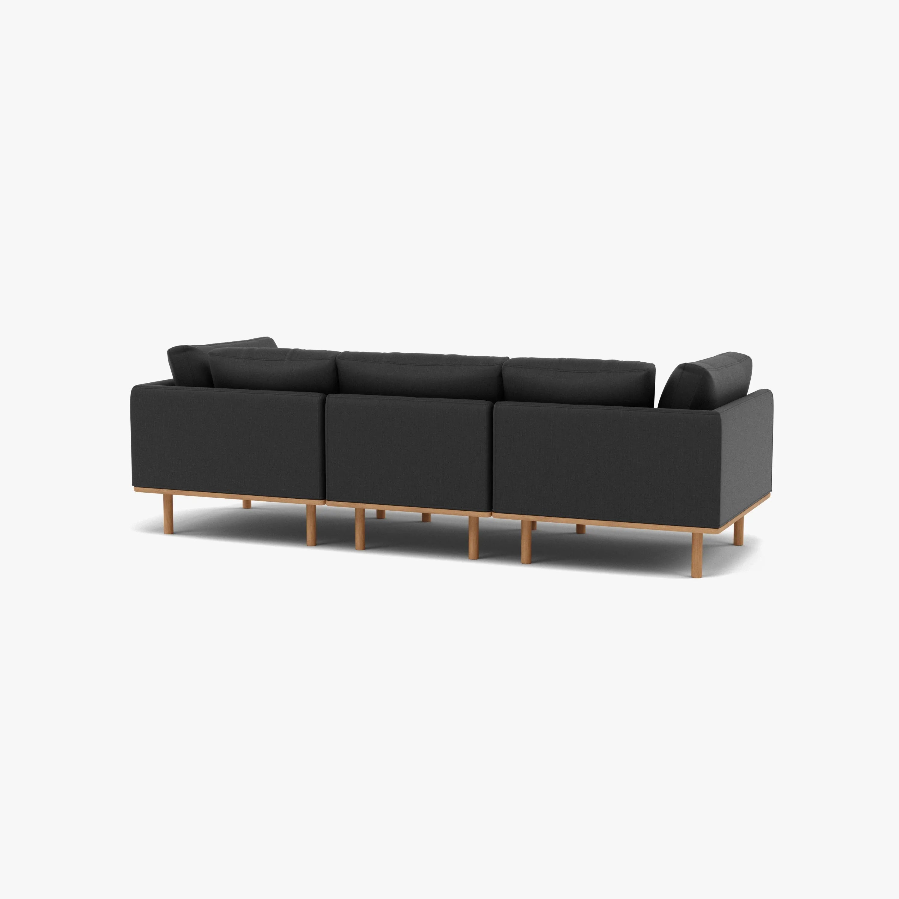Anika Modular Sofa 3-Seater Coal Grey Fabric Solid American Oak