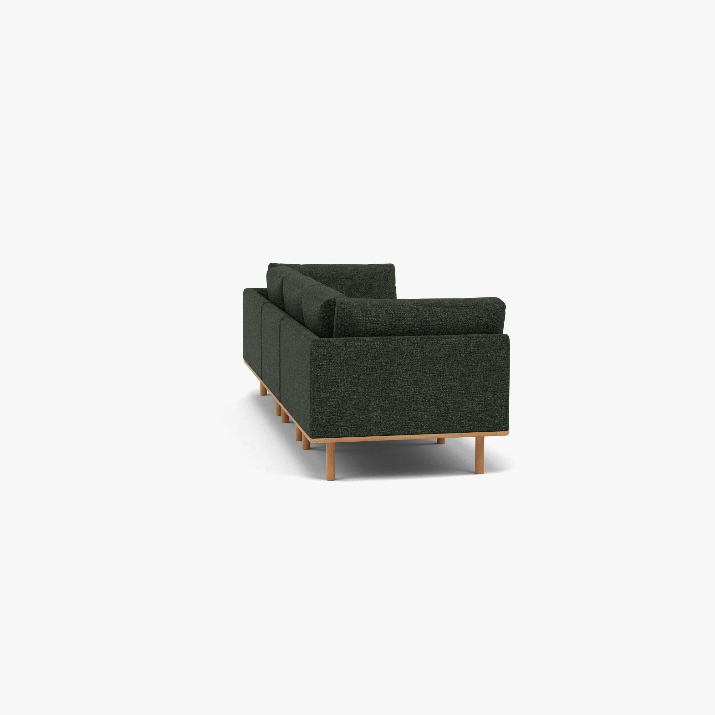 Anika Modular Sofa 3-Seater Olive Green Fabric Solid American Oak