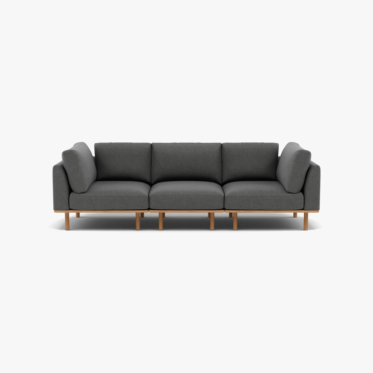 Anika Modular Sofa 3-Seater Steel Grey Fabric Solid American Oak