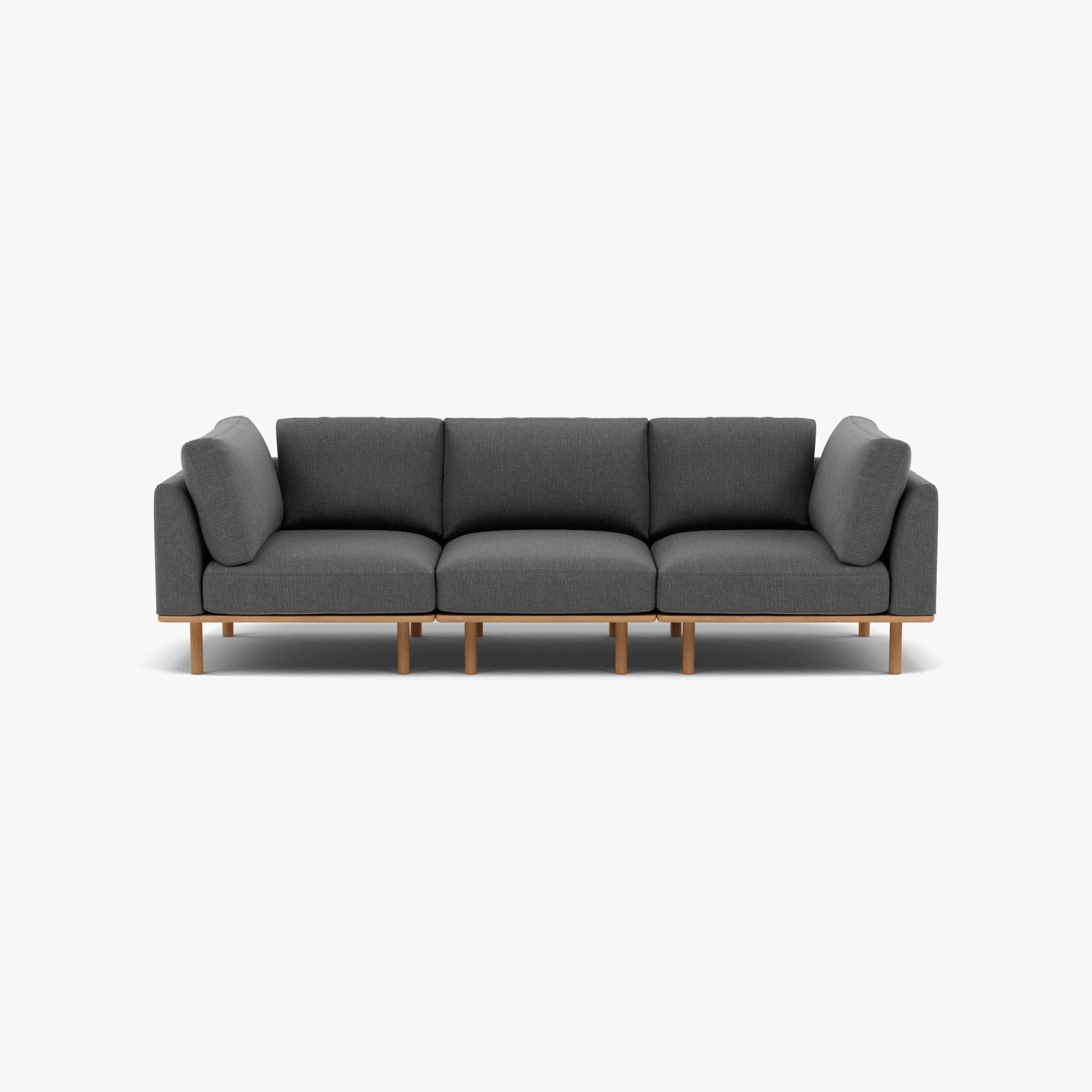 Anika Modular Sofa 3-Seater Steel Grey Fabric Solid American Oak