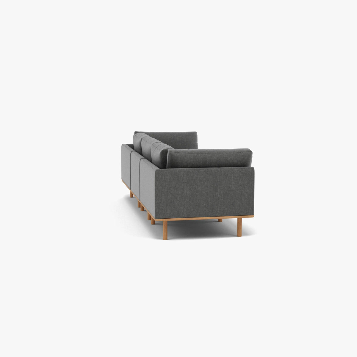 Anika Modular Sofa 3-Seater Steel Grey Fabric Solid American Oak