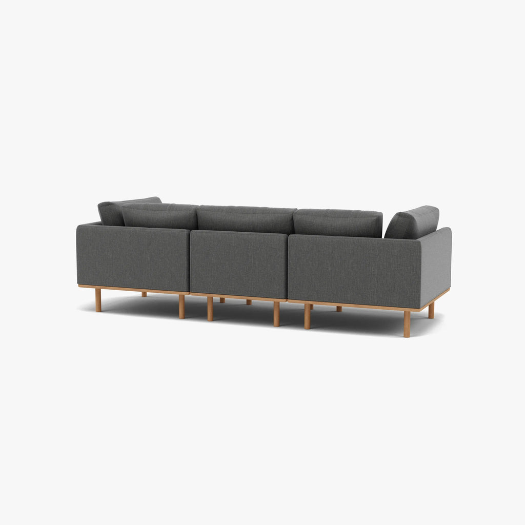 Anika Modular Sofa 3-Seater Steel Grey Fabric Solid American Oak