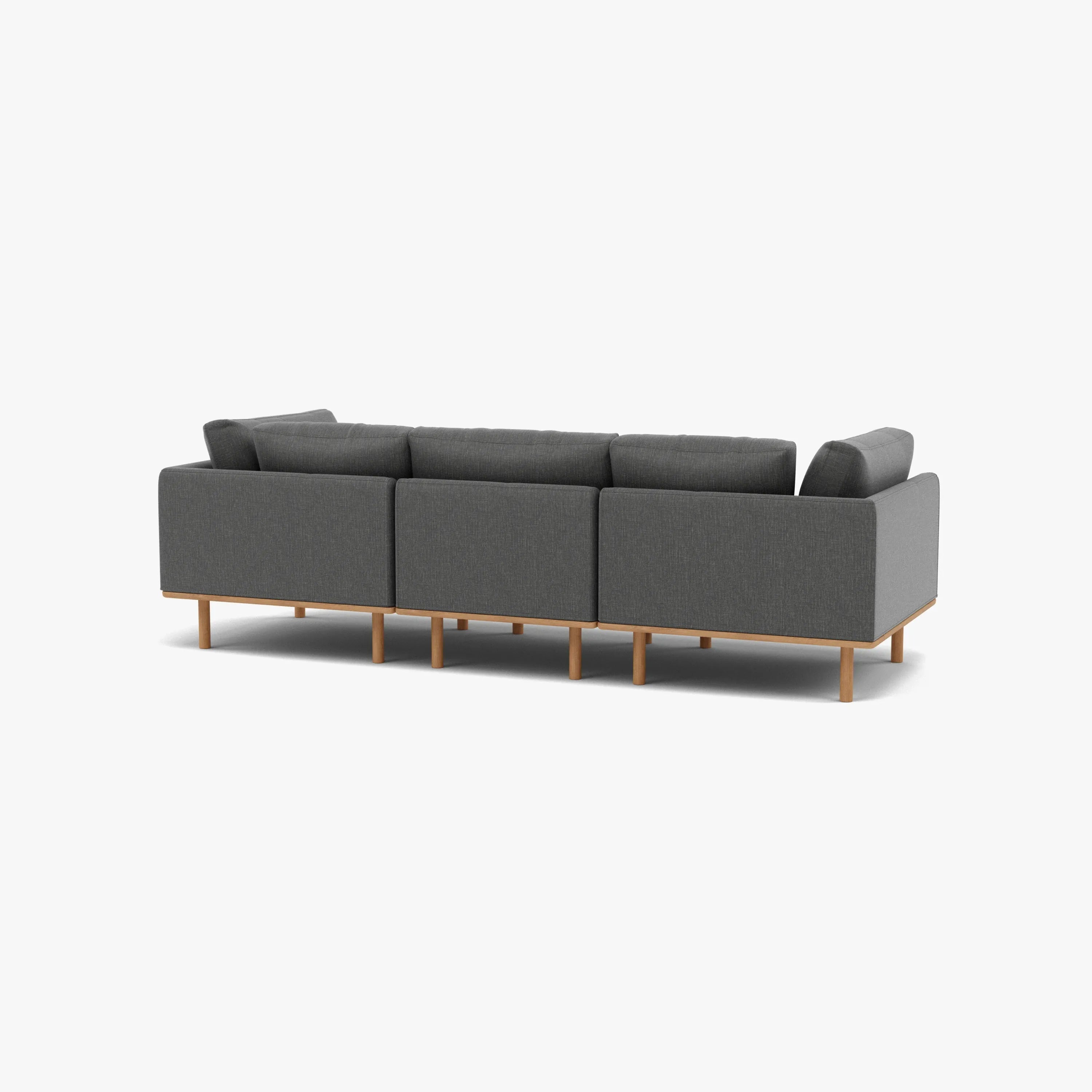 Anika Modular Sofa 3-Seater Steel Grey Fabric Solid American Oak