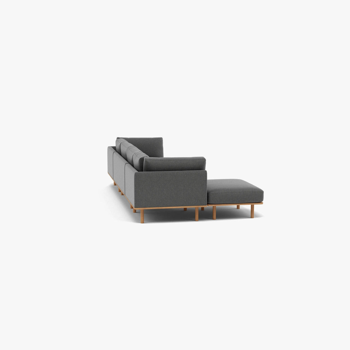 Anika Modular Sofa 4-Seater Chaise Steel Grey Fabric Solid American Oak
