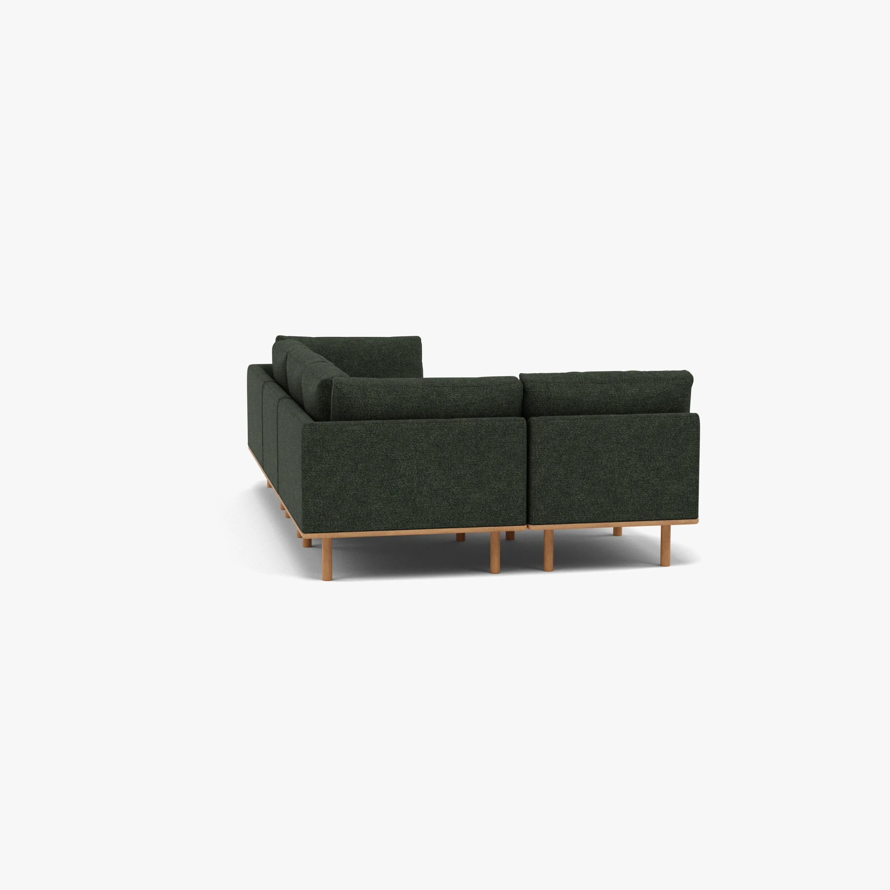 Anika Modular Sofa 4-Seater Corner Olive Green Fabric Solid American Oak