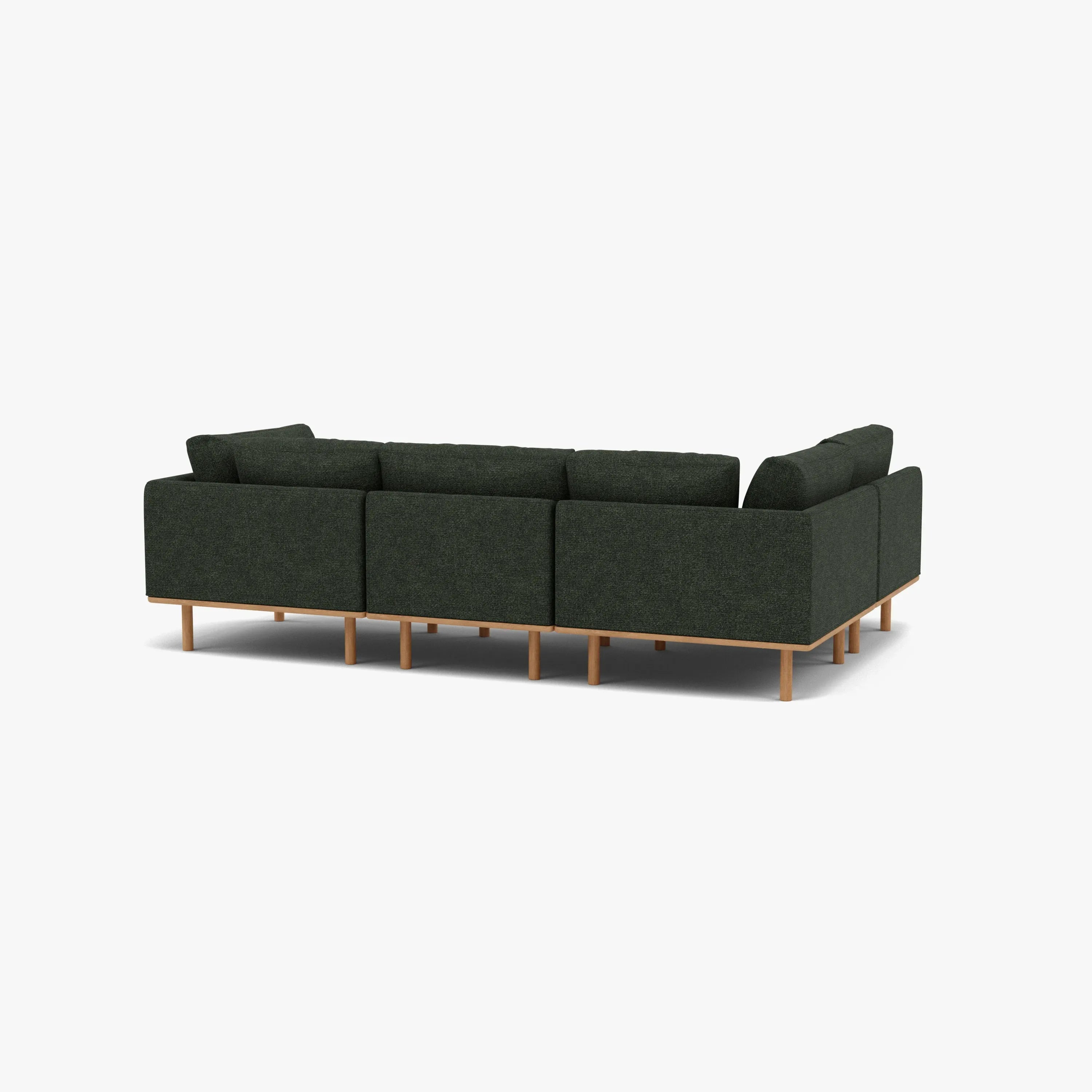 Anika Modular Sofa 4-Seater Corner Olive Green Fabric Solid American Oak