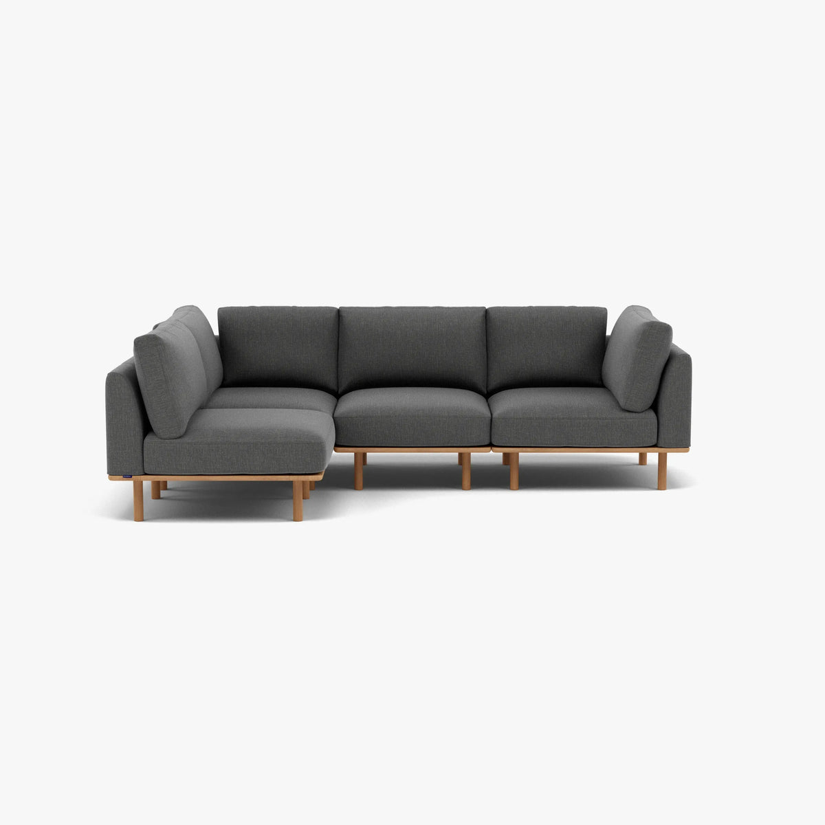 Anika Modular Sofa 4-Seater Corner Steel Grey Fabric Solid American Oak