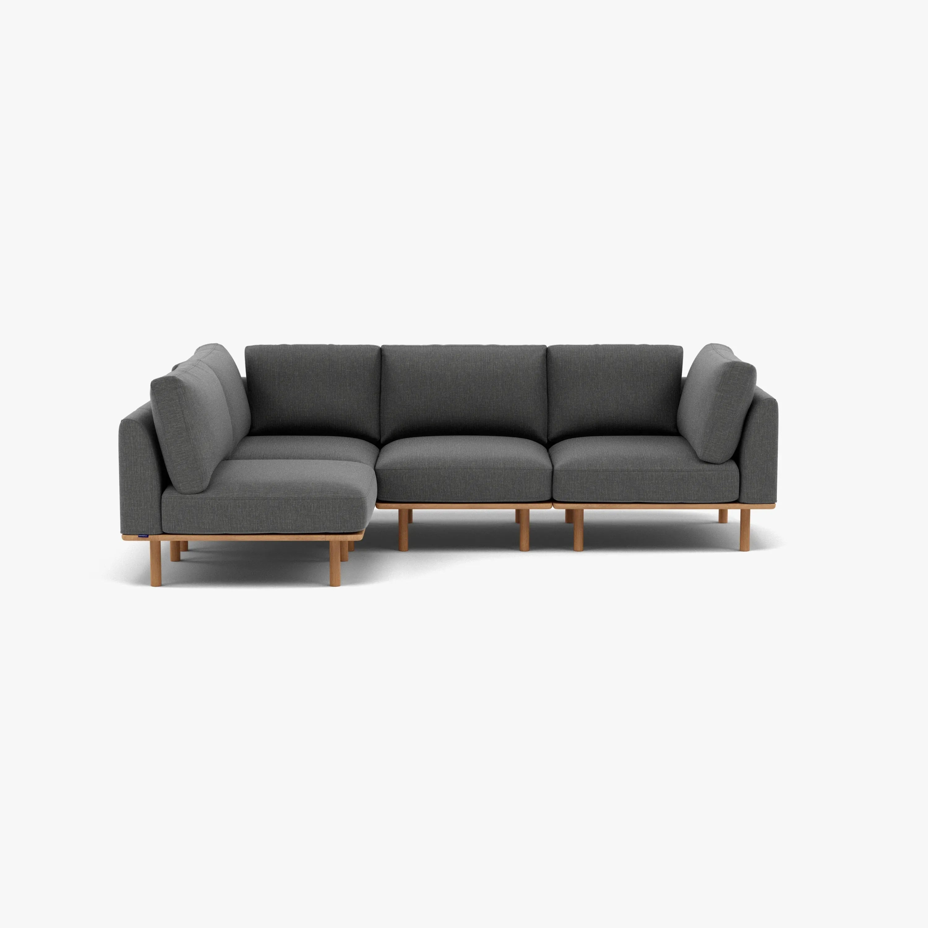 Anika Modular Sofa 4-Seater Corner Steel Grey Fabric Solid American Oak