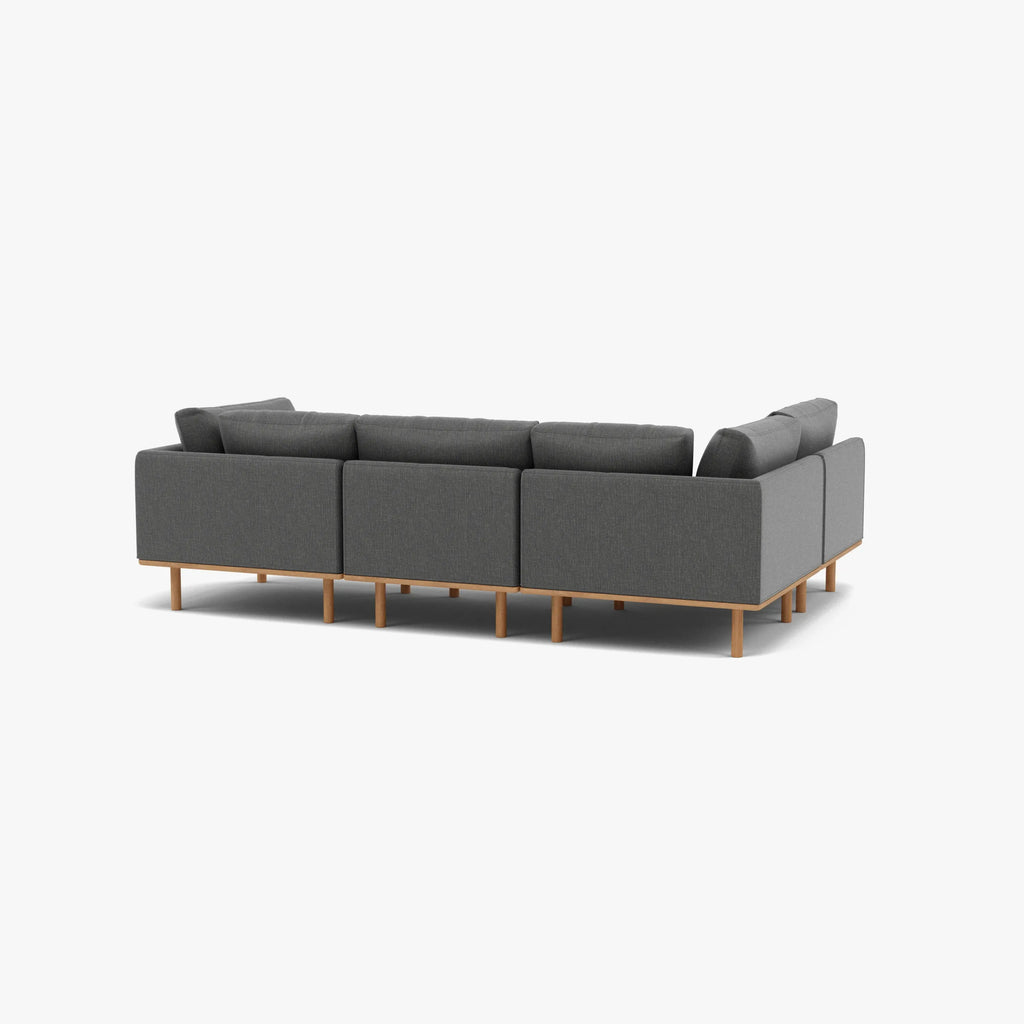 Anika Modular Sofa 4-Seater Corner Steel Grey Fabric Solid American Oak