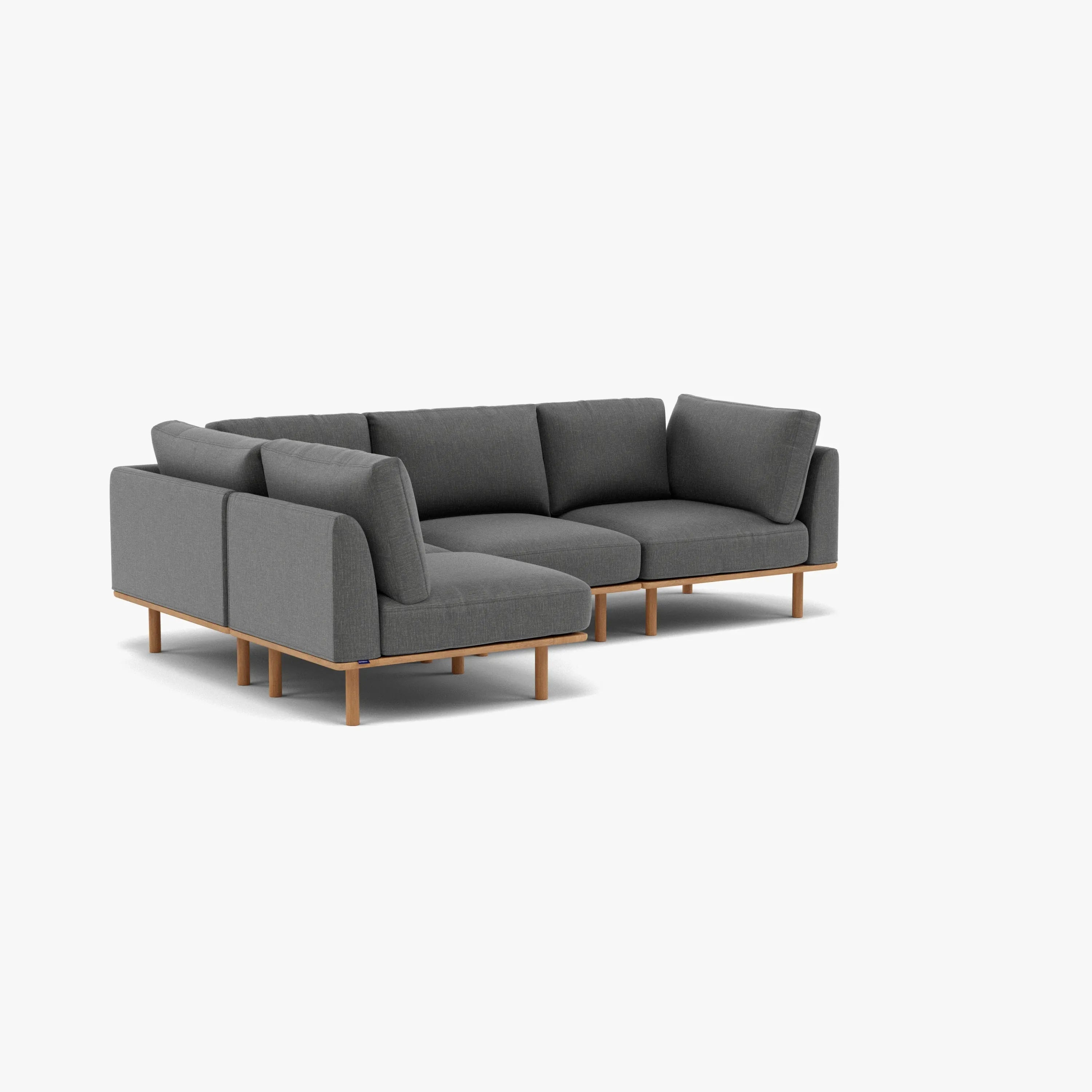 Anika Modular Sofa 4-Seater Corner Steel Grey Fabric Solid American Oak