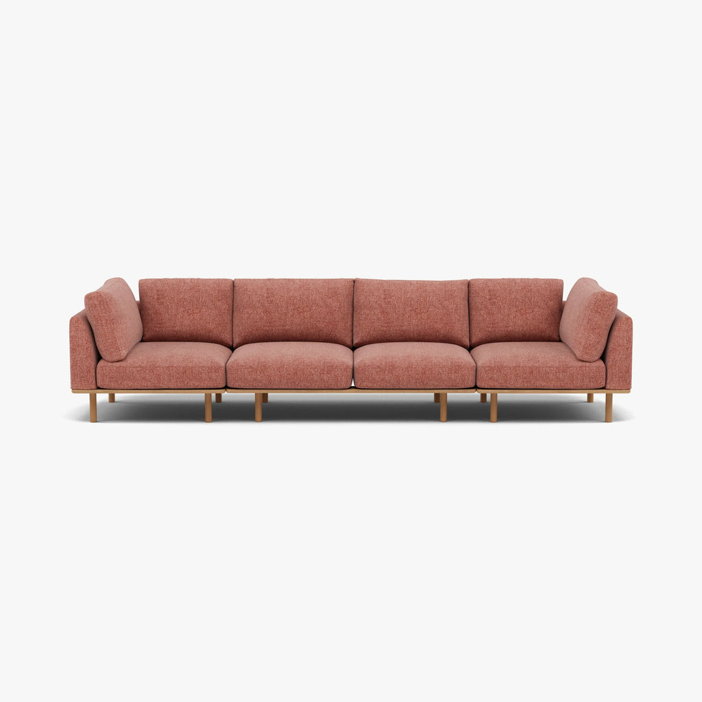 Anika Modular Sofa 4-Seater Clay Pink Fabric Solid American Oak