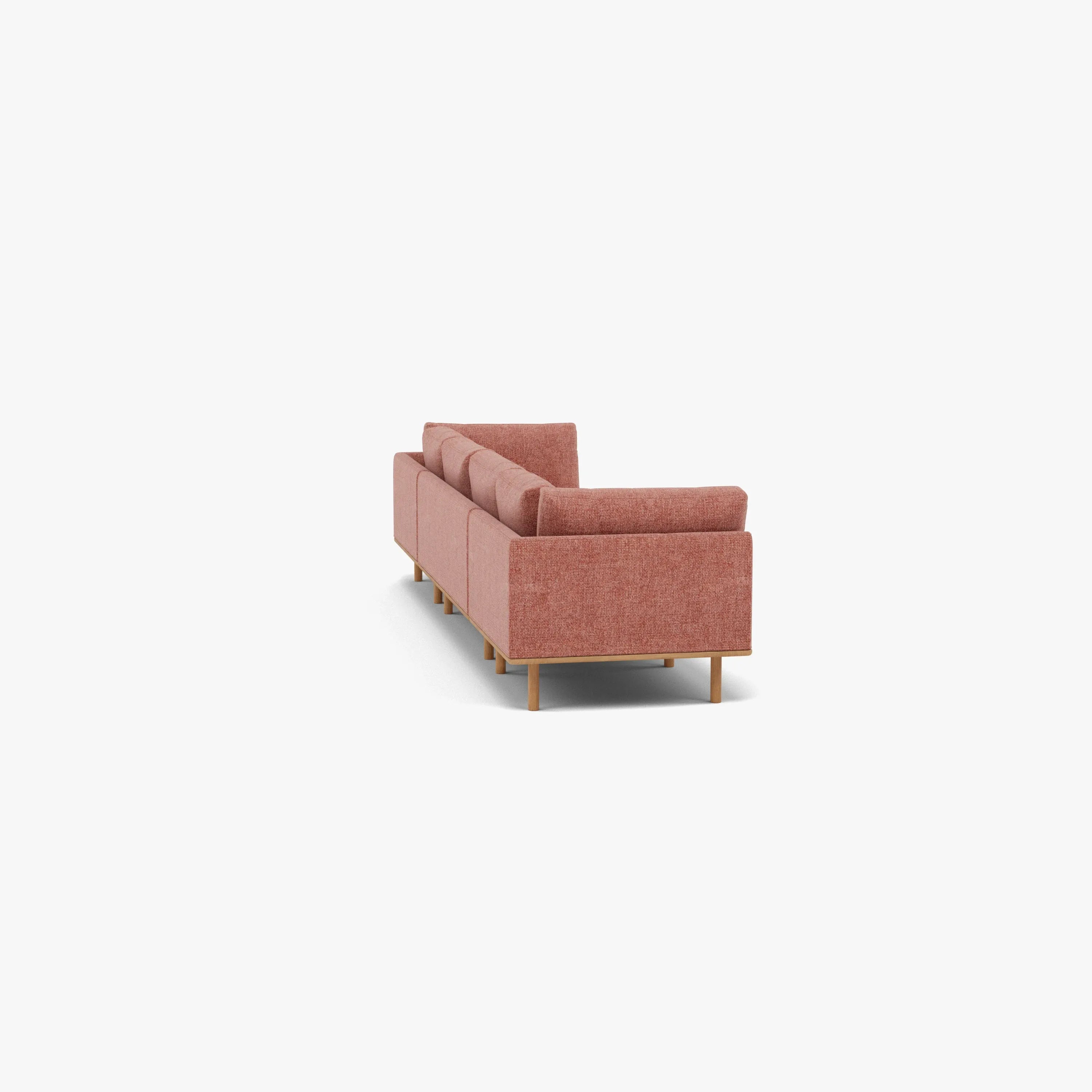 Anika Modular Sofa 4-Seater Clay Pink Fabric Solid American Oak