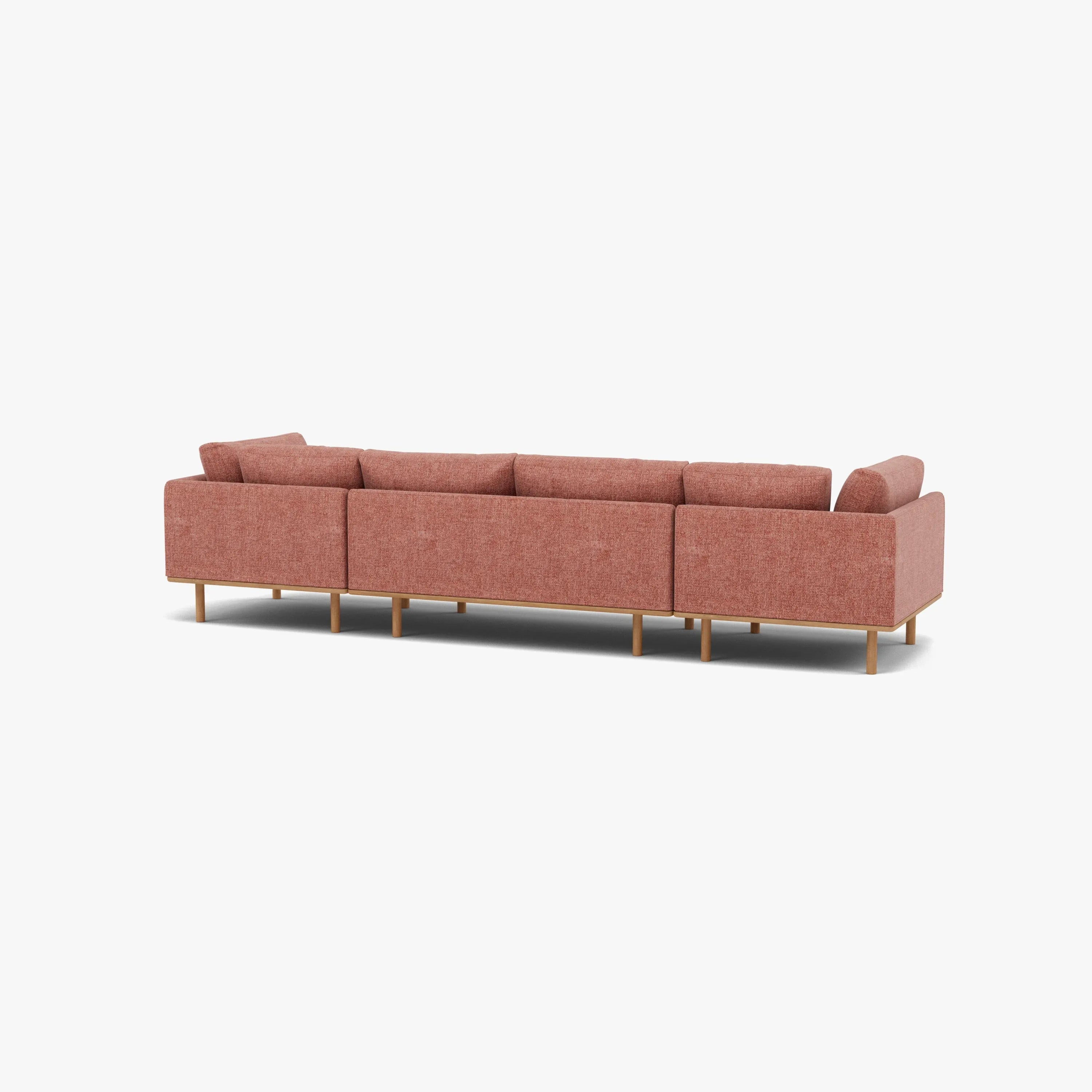 Anika Modular Sofa 4-Seater Clay Pink Fabric Solid American Oak