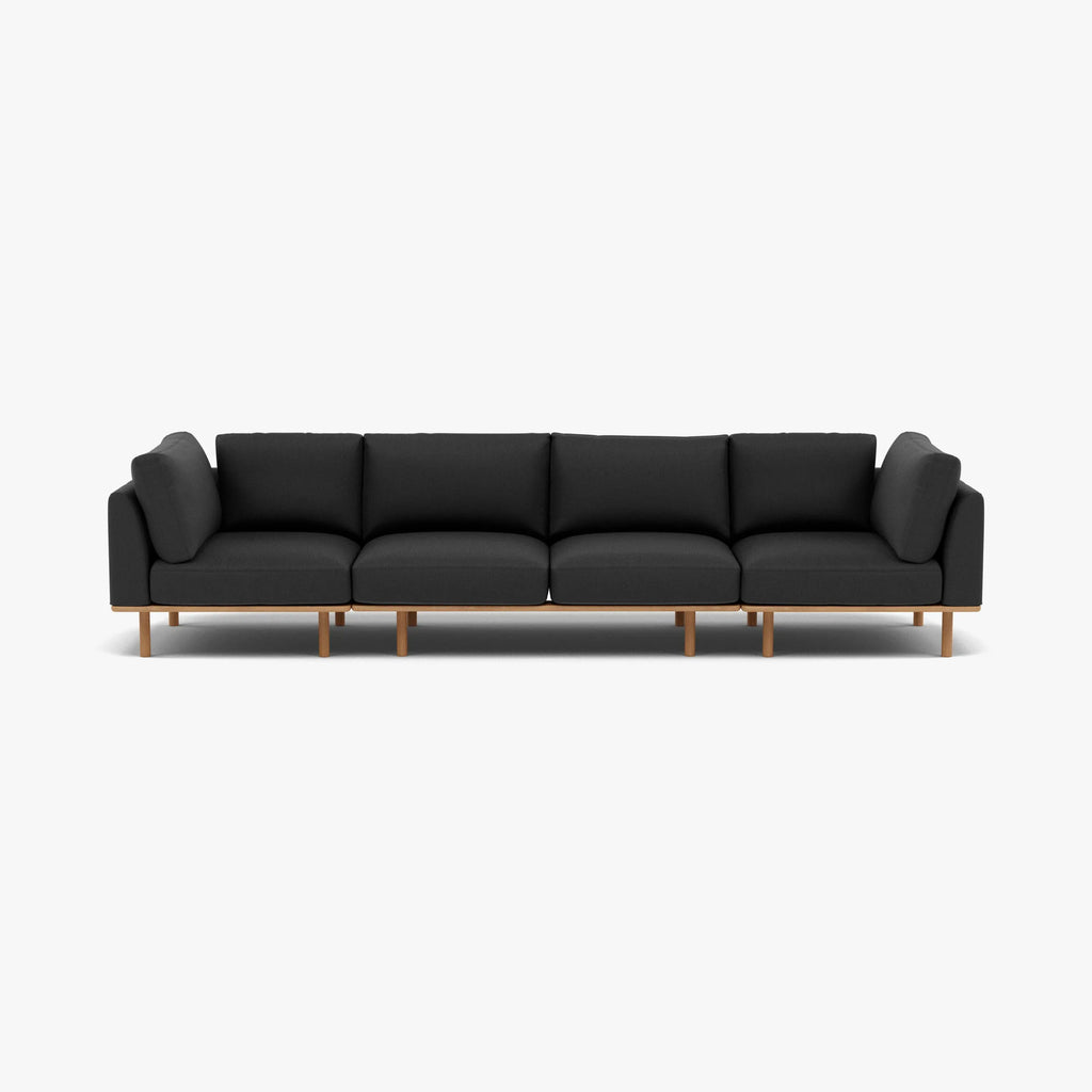 Anika Modular Sofa 4-Seater Coal Grey Fabric Solid American Oak