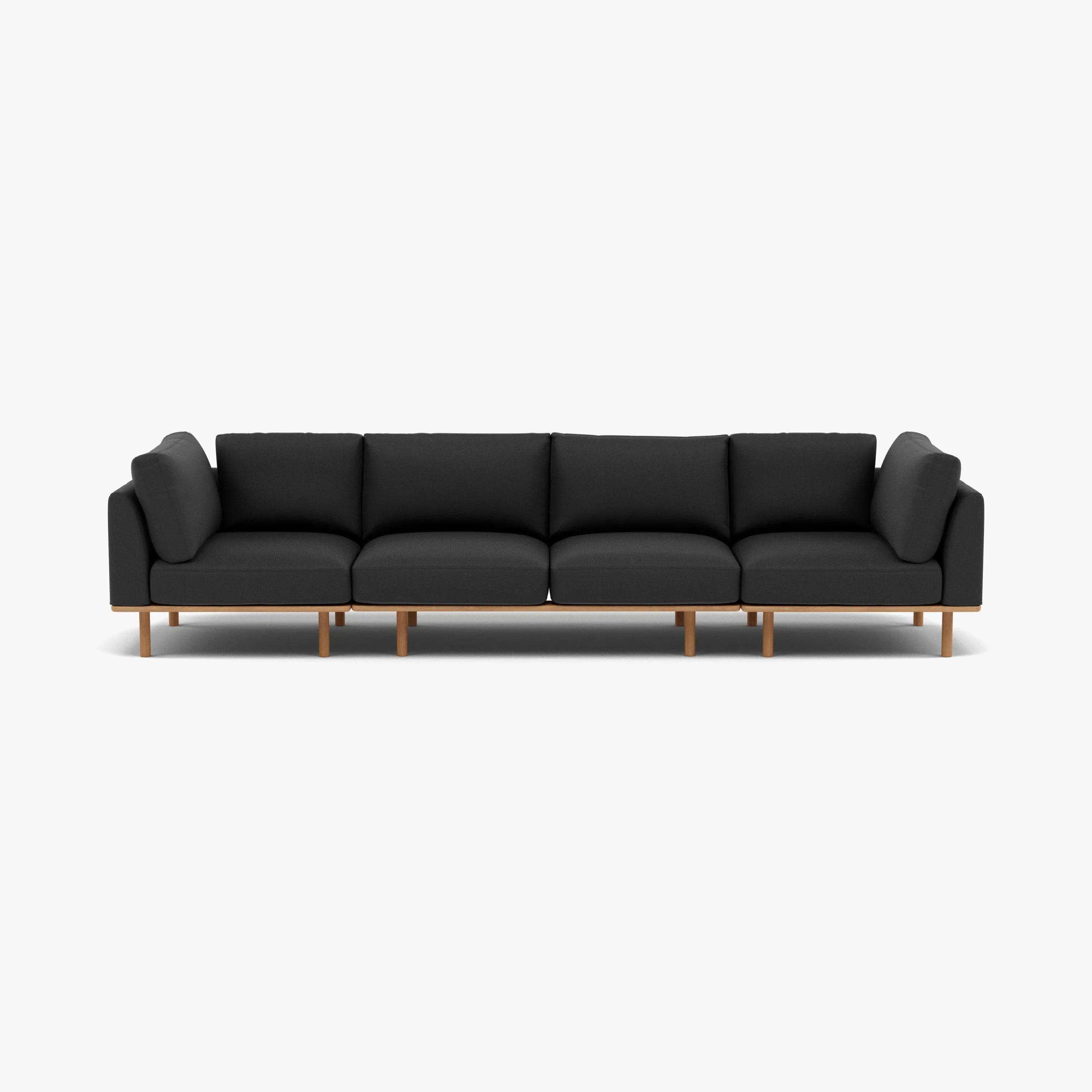 Anika Modular Sofa 4-Seater Coal Grey Fabric Solid American Oak