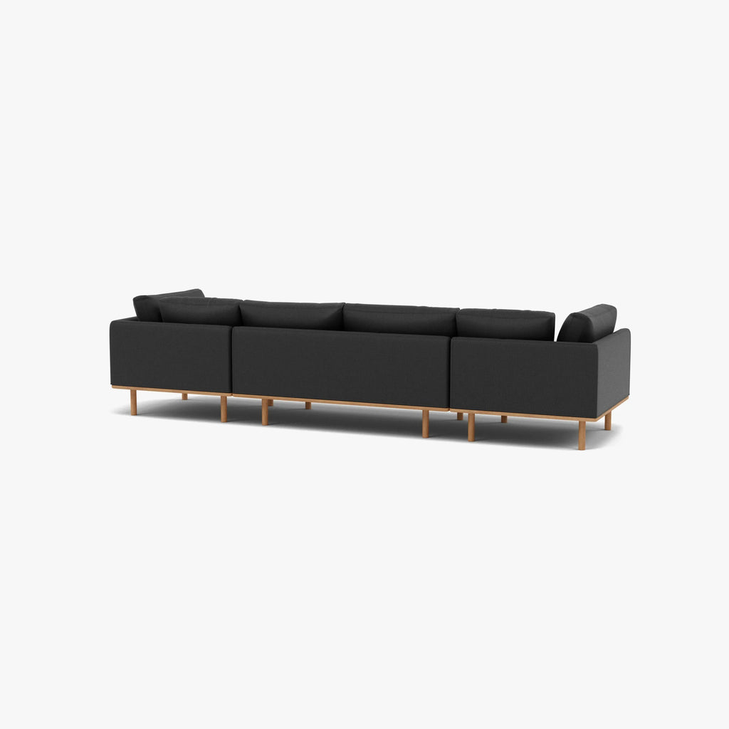 Anika Modular Sofa 4-Seater Coal Grey Fabric Solid American Oak