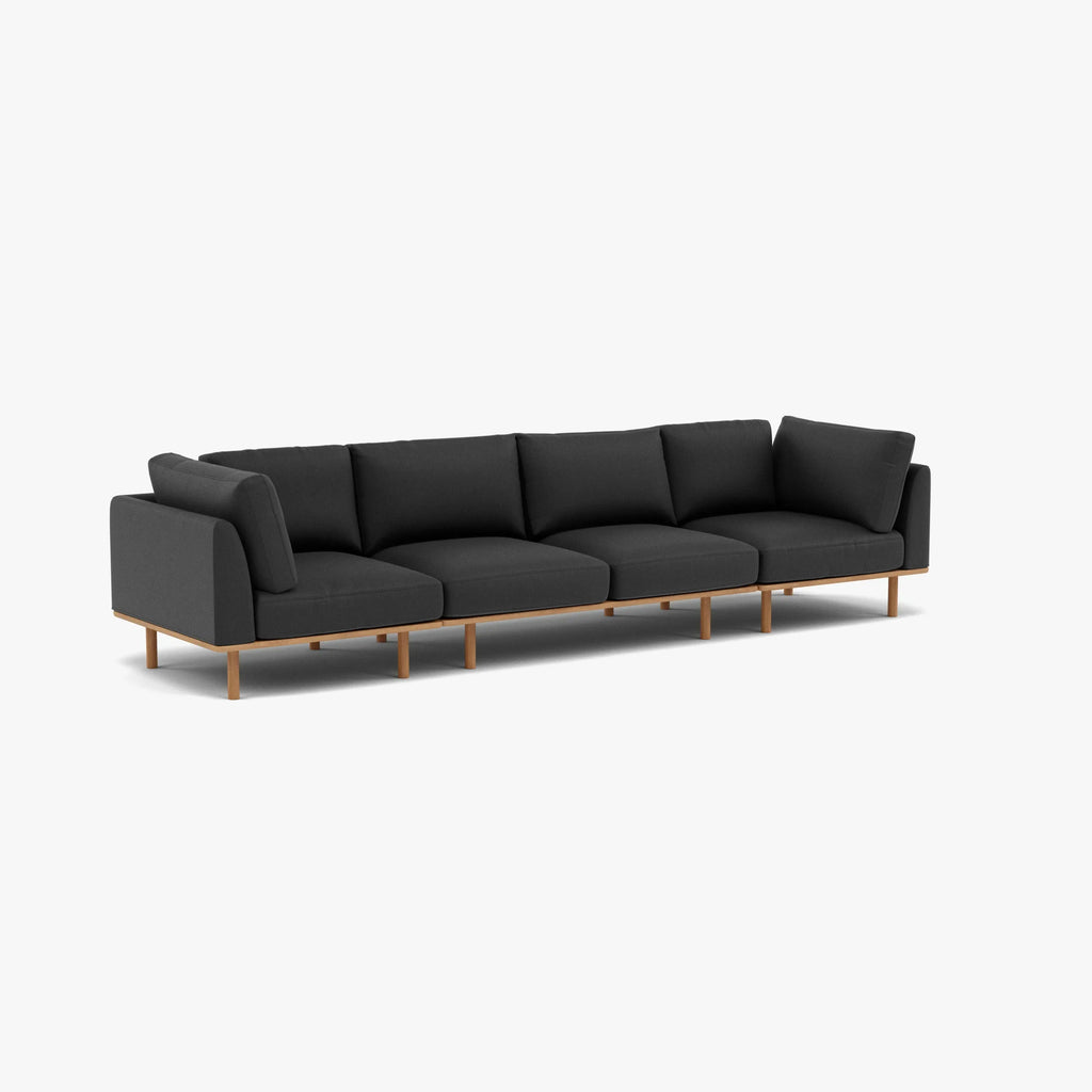 Anika Modular Sofa 4-Seater Coal Grey Fabric Solid American Oak