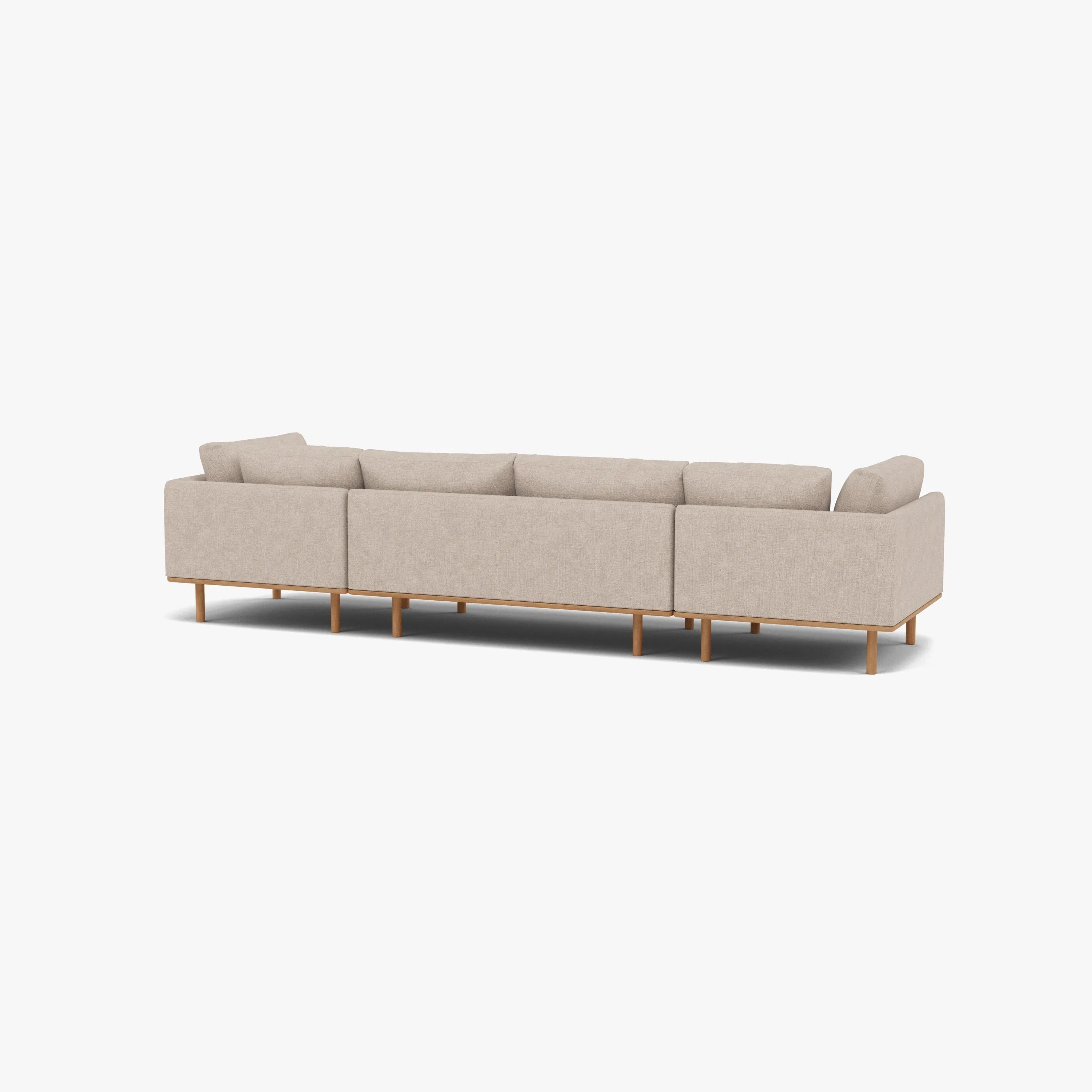 Anika Modular Sofa 4-Seater Ivory Beige Fabric Solid American Oak