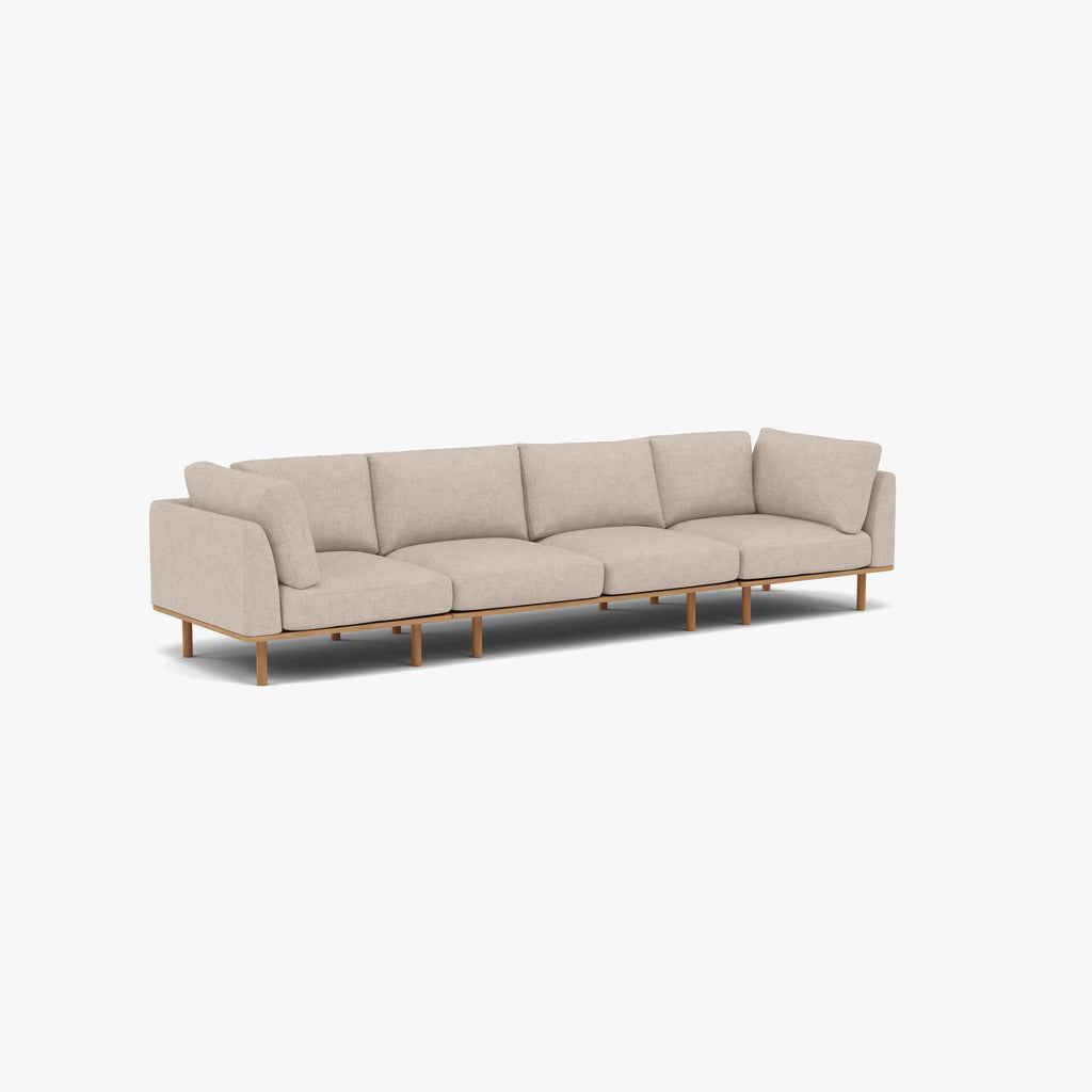Anika Modular Sofa 4-Seater Ivory Beige Fabric Solid American Oak
