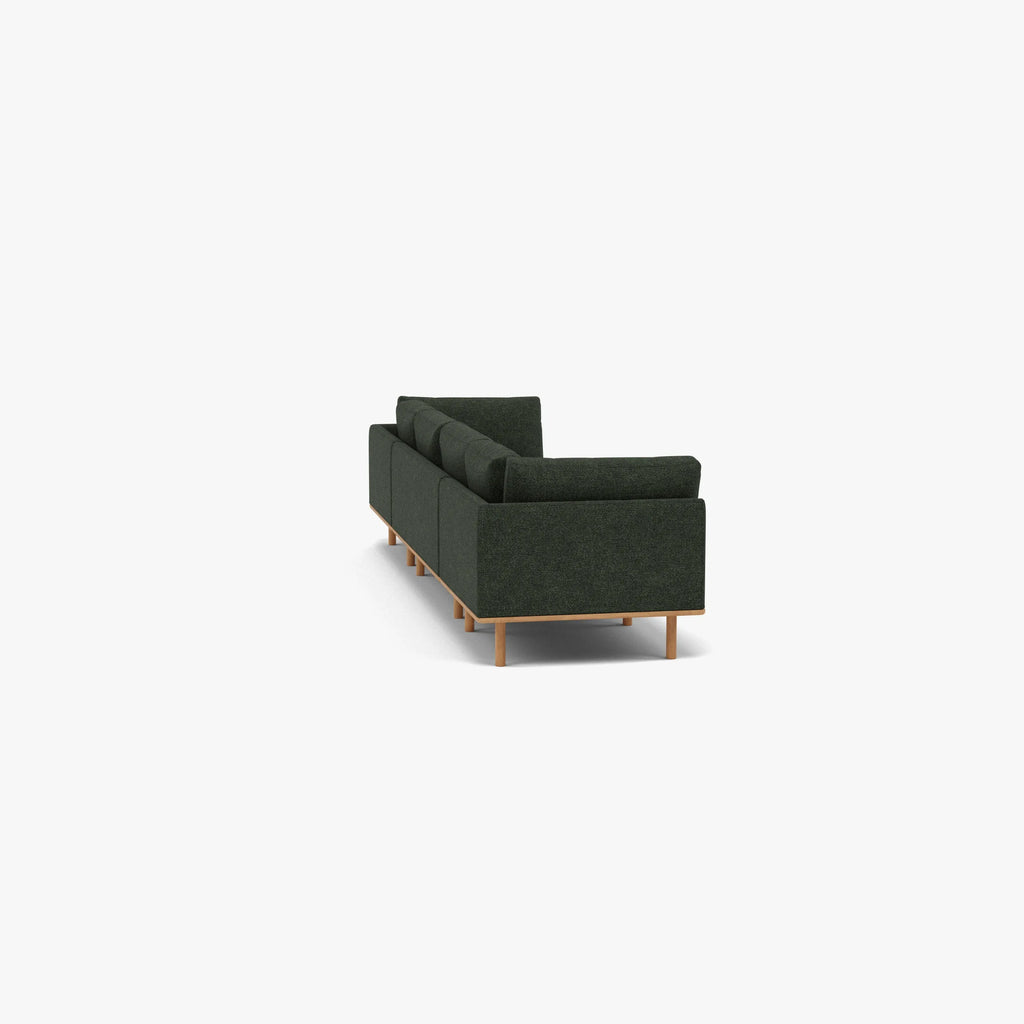 Anika Modular Sofa 4-Seater Olive Green Fabric Solid American Oak