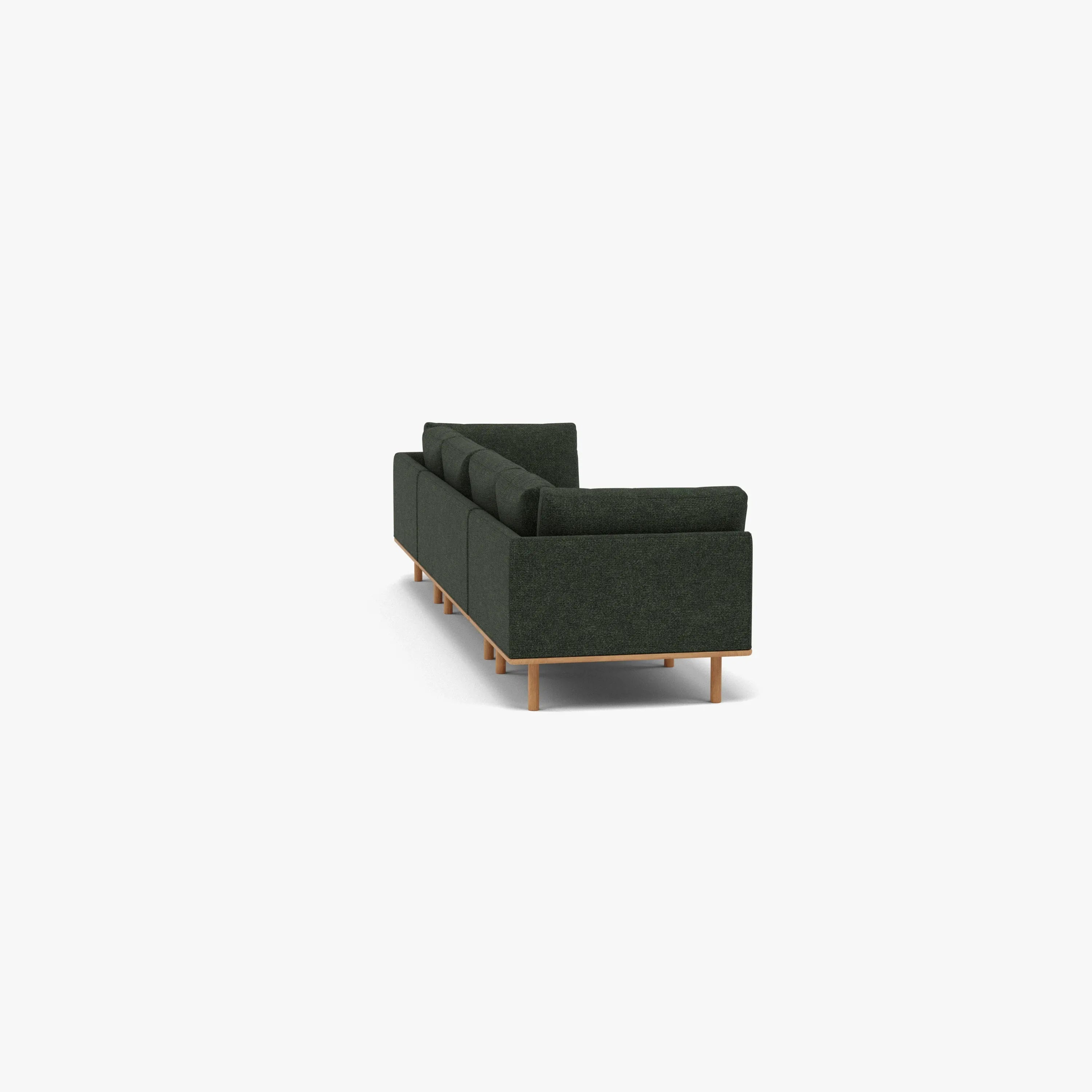 Anika Modular Sofa 4-Seater Olive Green Fabric Solid American Oak
