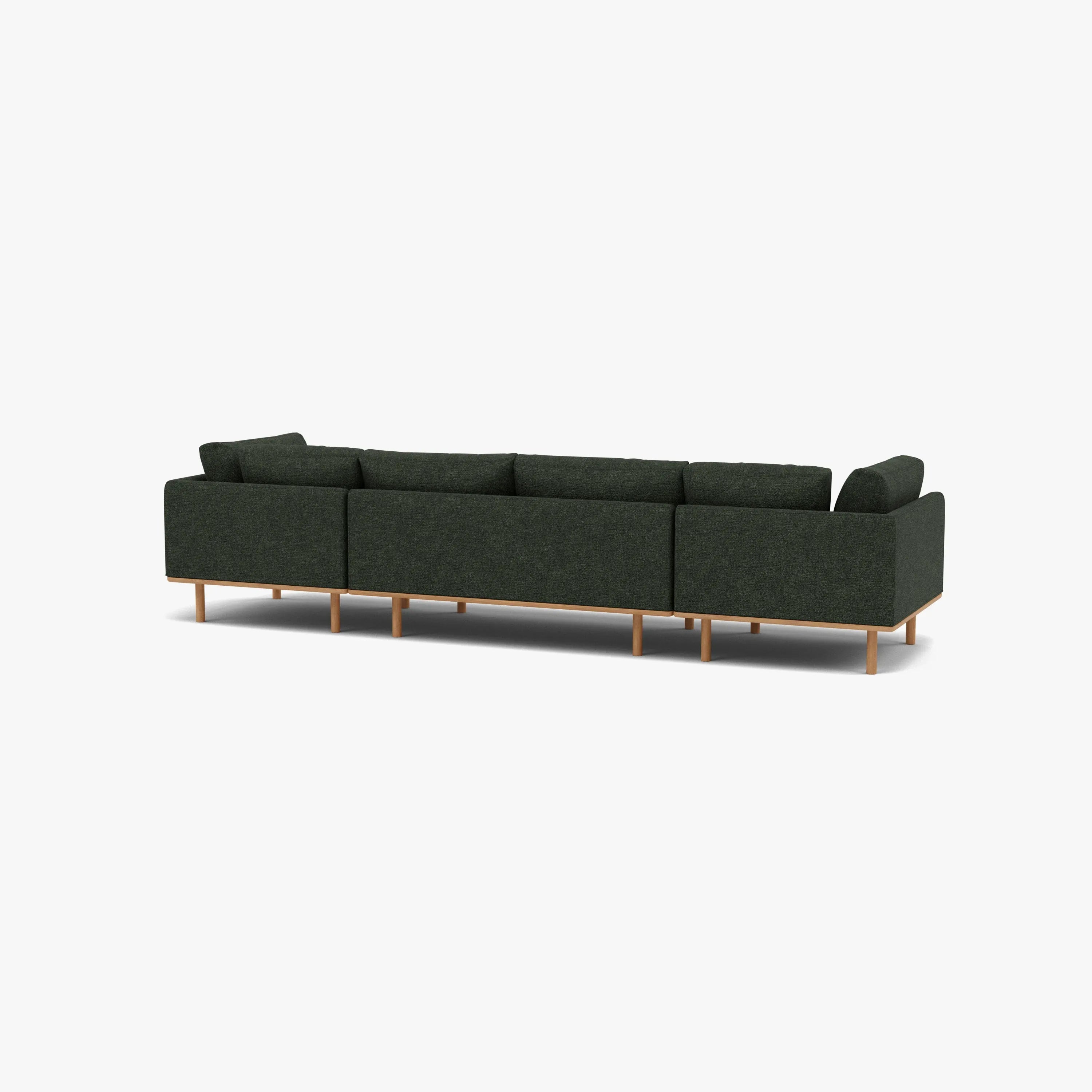 Anika Modular Sofa 4-Seater Olive Green Fabric Solid American Oak