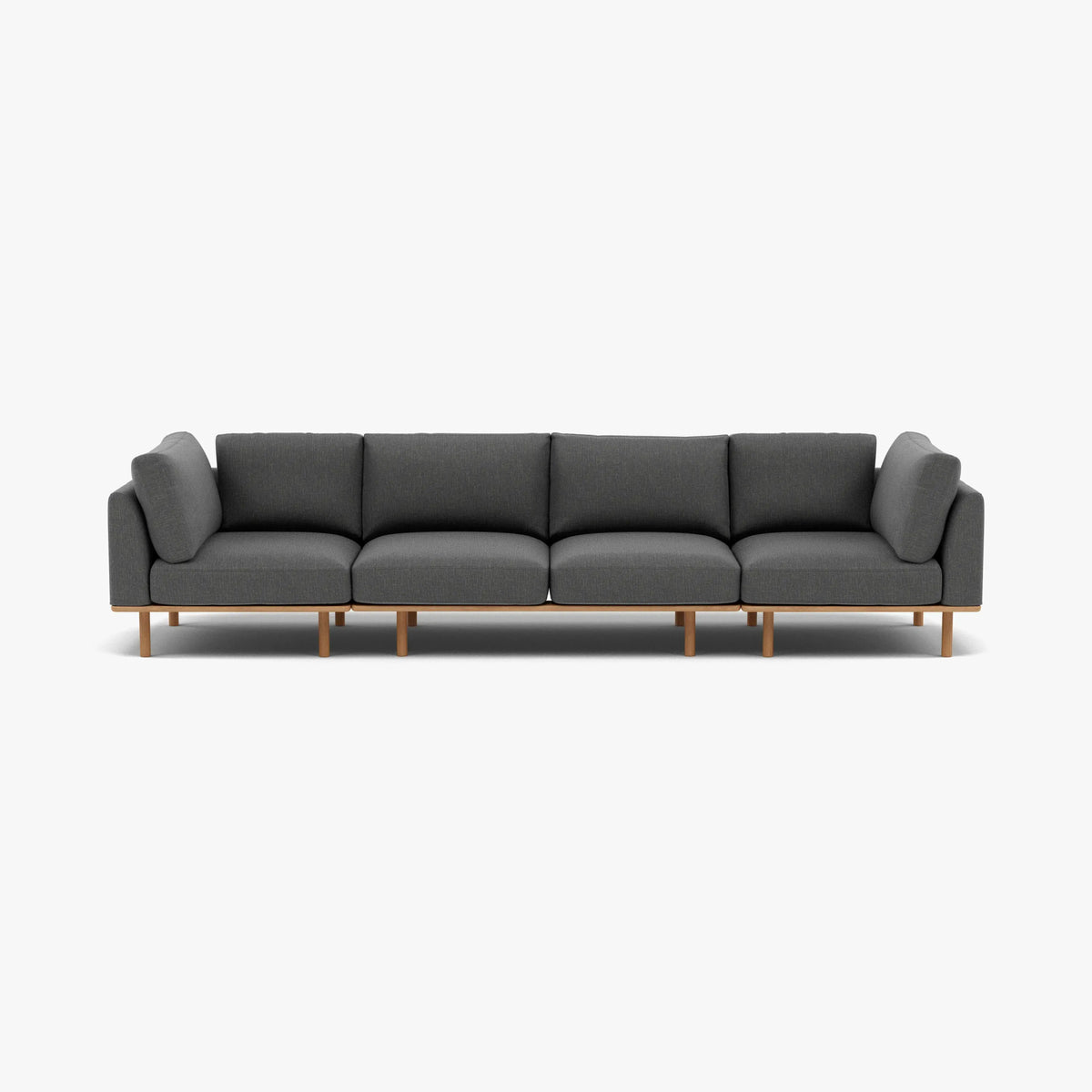 Anika Modular Sofa 4-Seater Steel Grey Fabric Solid American Oak