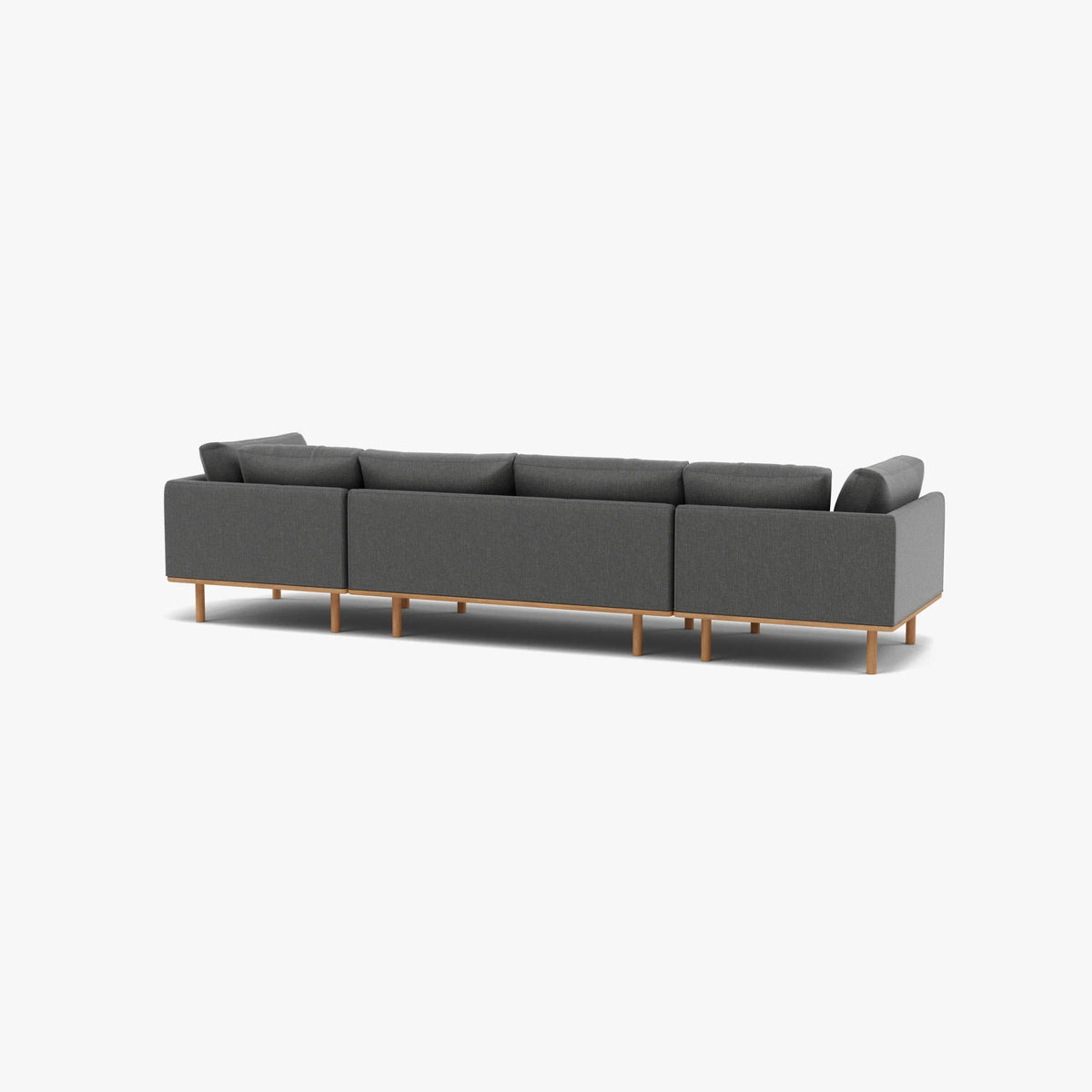 Anika Modular Sofa 4-Seater Steel Grey Fabric Solid American Oak