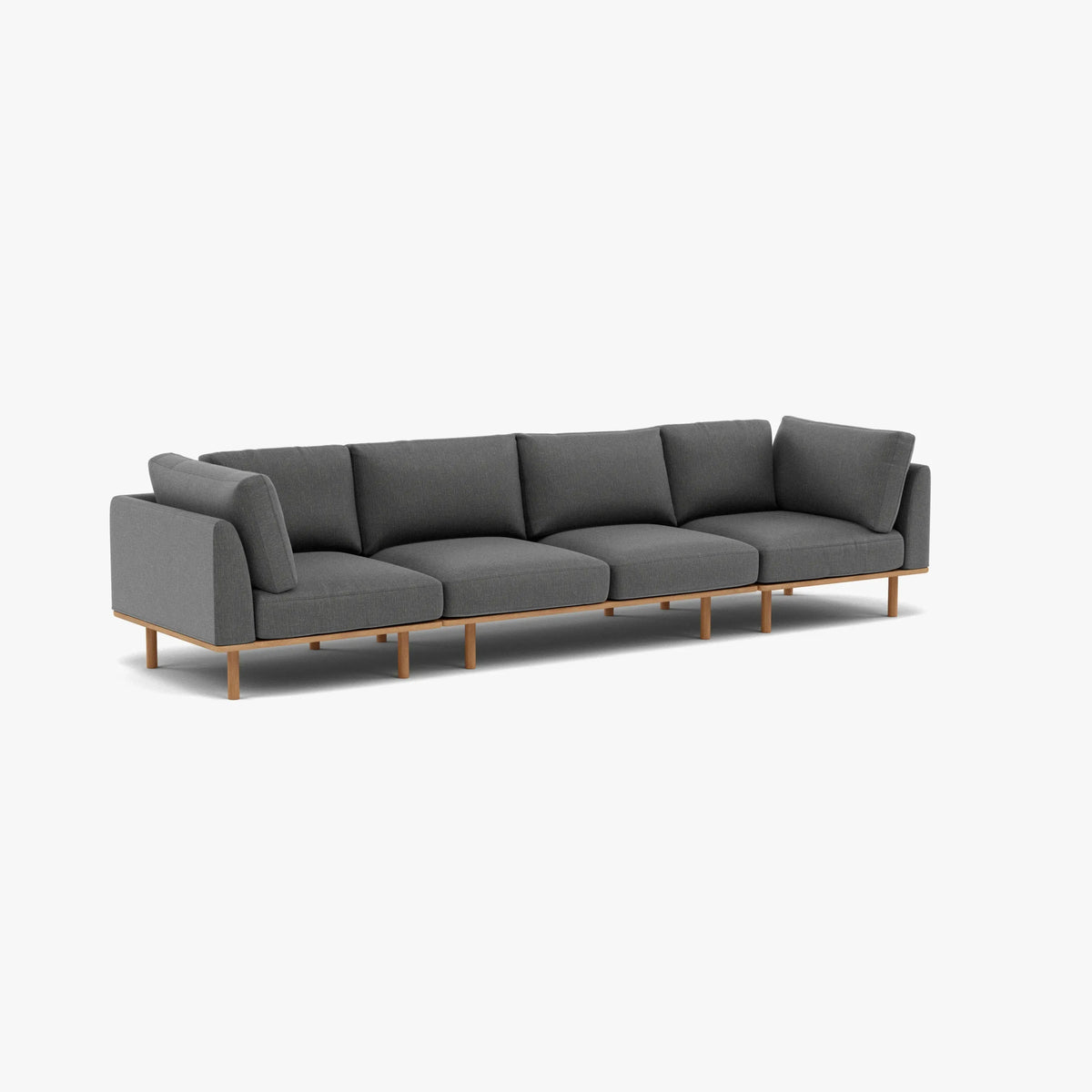 Anika Modular Sofa 4-Seater Steel Grey Fabric Solid American Oak