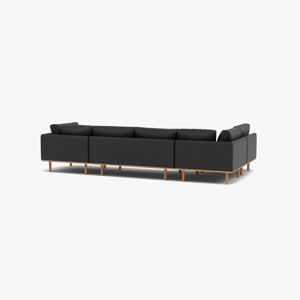 Anika Modular Sofa 5-Seater Corner Coal Grey Fabric Solid American Oak