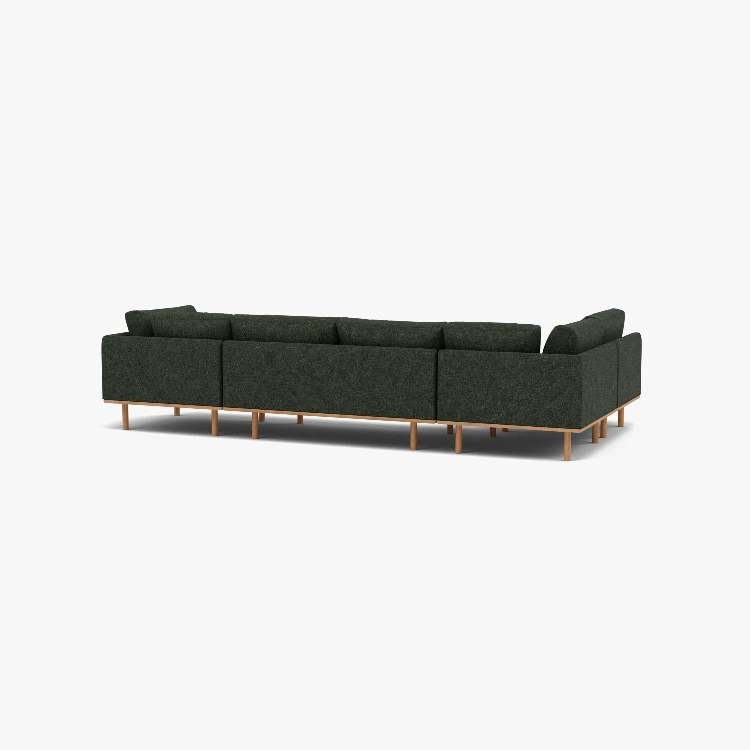 Anika Modular Sofa 5-Seater Corner Olive Green Fabric Solid American Oak