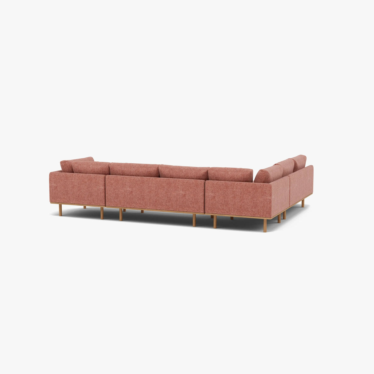 Anika Modular Sofa 6-Seater Corner Chaise Clay Pink Fabric Solid American Oak
