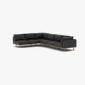 Anika Modular Sofa 6-Seater Corner Chaise Coal Grey Fabric Solid American Oak