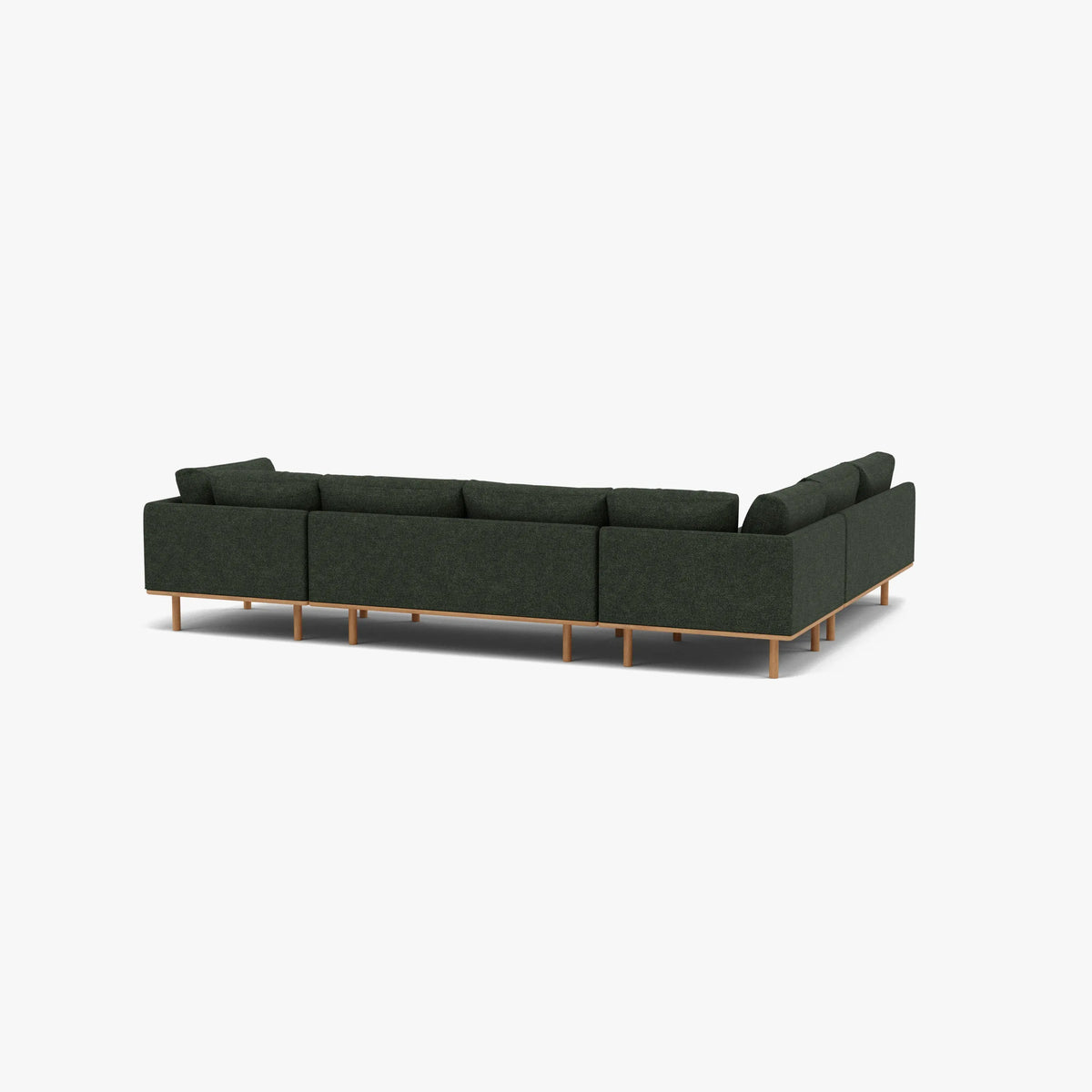 Anika Modular Sofa 6-Seater Corner Chaise Olive Green Fabric Solid American Oak