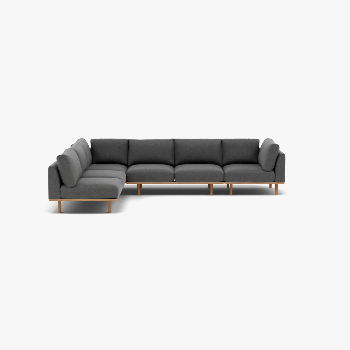 Anika Modular Sofa 6-Seater Corner Chaise Steel Grey Fabric Solid American Oak