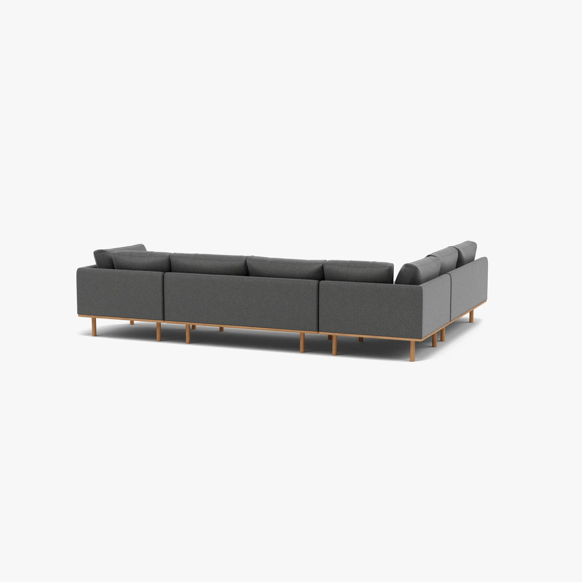 Anika Modular Sofa 6-Seater Corner Chaise Steel Grey Fabric Solid American Oak