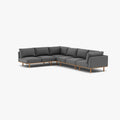 Anika Modular Sofa 6-Seater Corner Chaise Steel Grey Fabric Solid American Oak