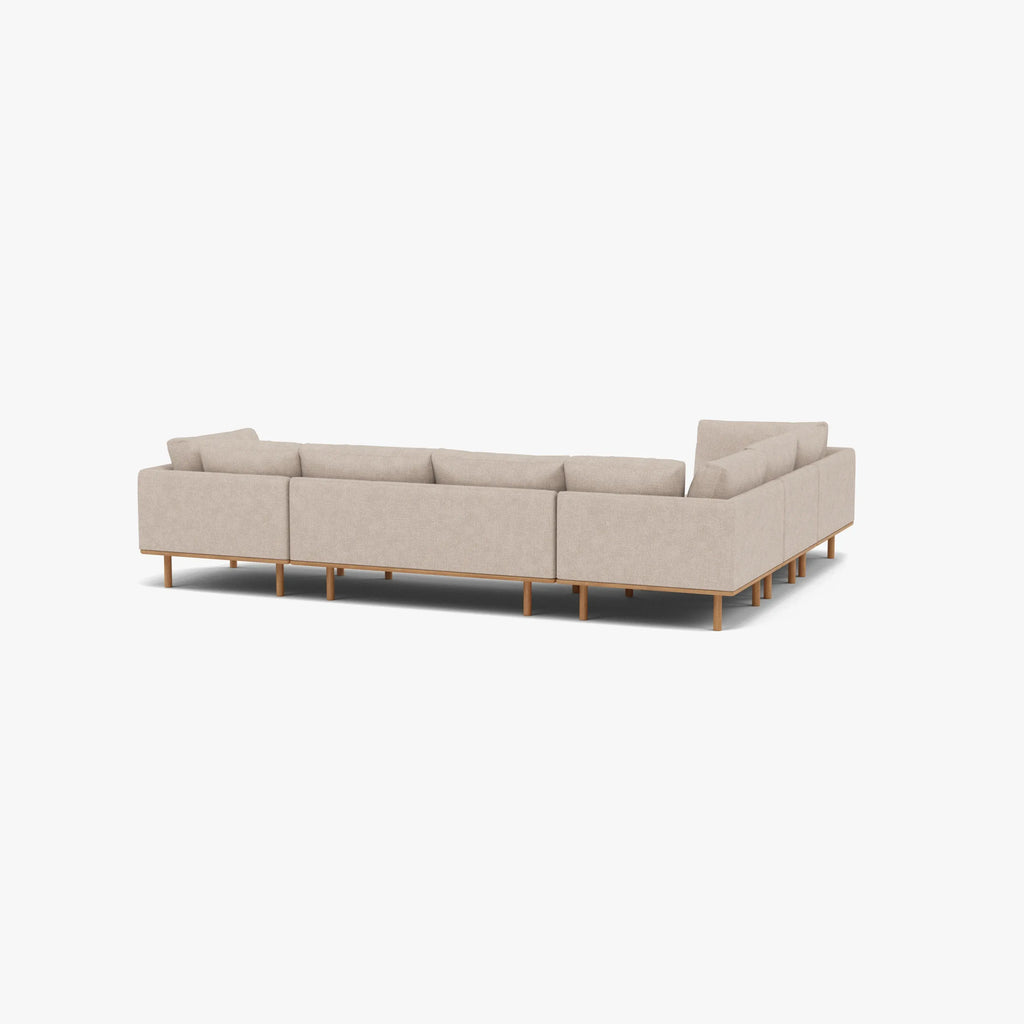 Anika Modular Sofa 6-Seater Corner Ivory Beige Fabric Solid American Oak